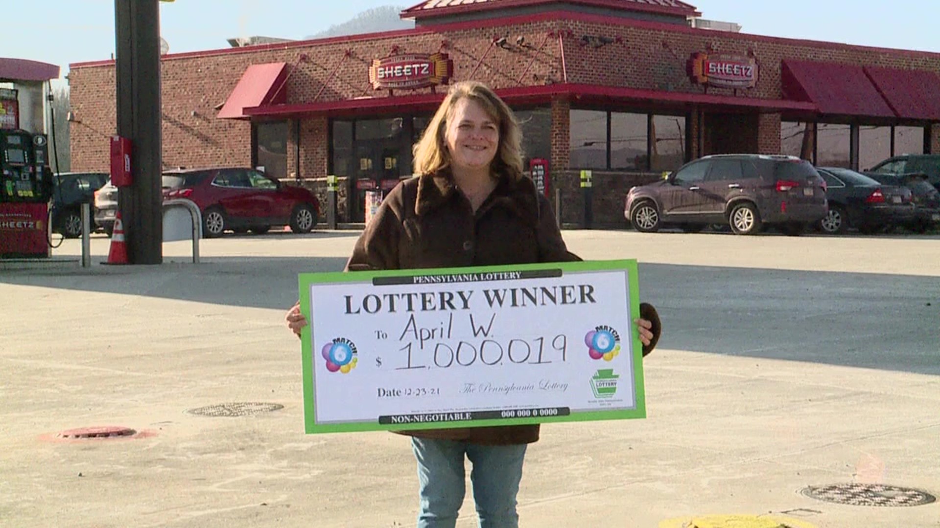 April Williams won the $1 million Match 6 jackpot on December 23 and claimed her prize on Wednesday.