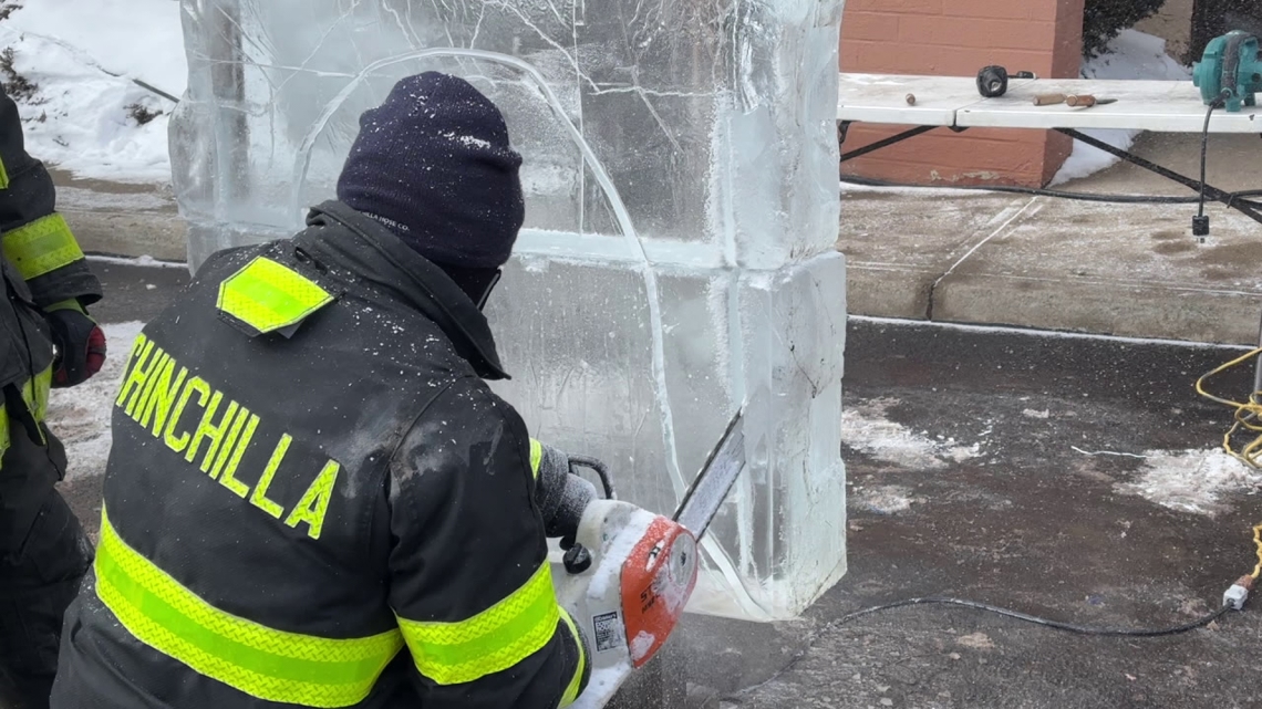 Local firefighters compete in ice carving and chili cook-off contests at the Clarks Summit Festival of Ice