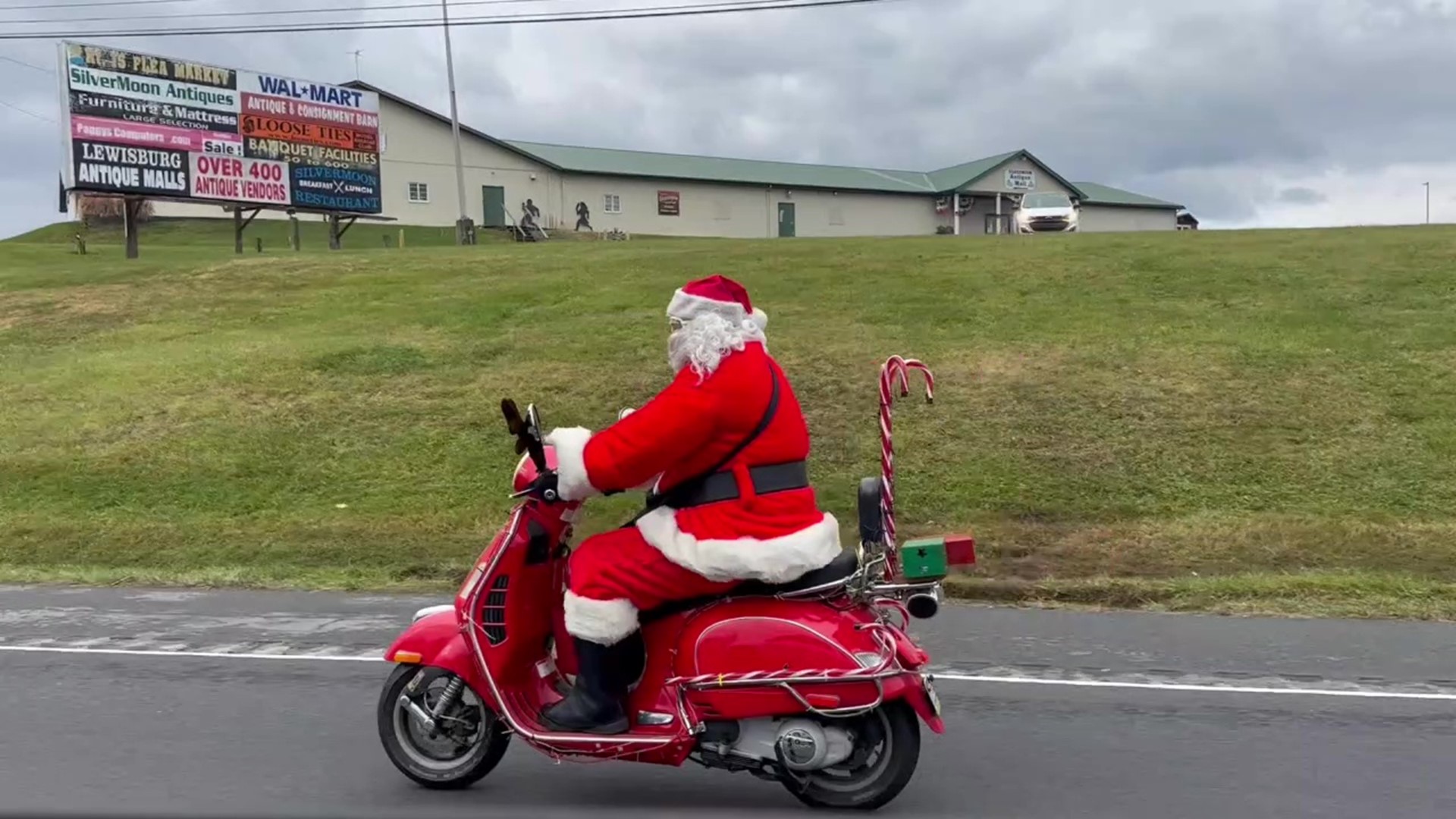 Some of Santa's helpers have been busy spreading cheer in central Pennsylvania and they are hard to miss, as they are riding around on scooters!