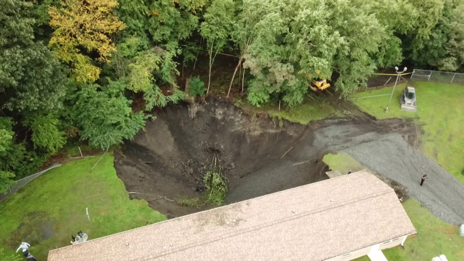 Officials in Glen Lyon say a sinkhole opened right outside of an apartment complex on Rock Street on Sunday.
It's estimated to be 100 feet deep.