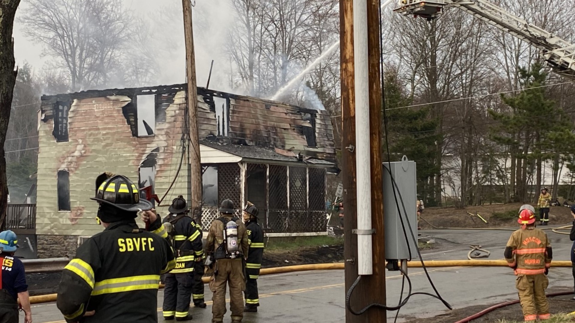 Flames broke out just after 2 p.m. Saturday along the 500 block of Main Street in Gouldsboro.