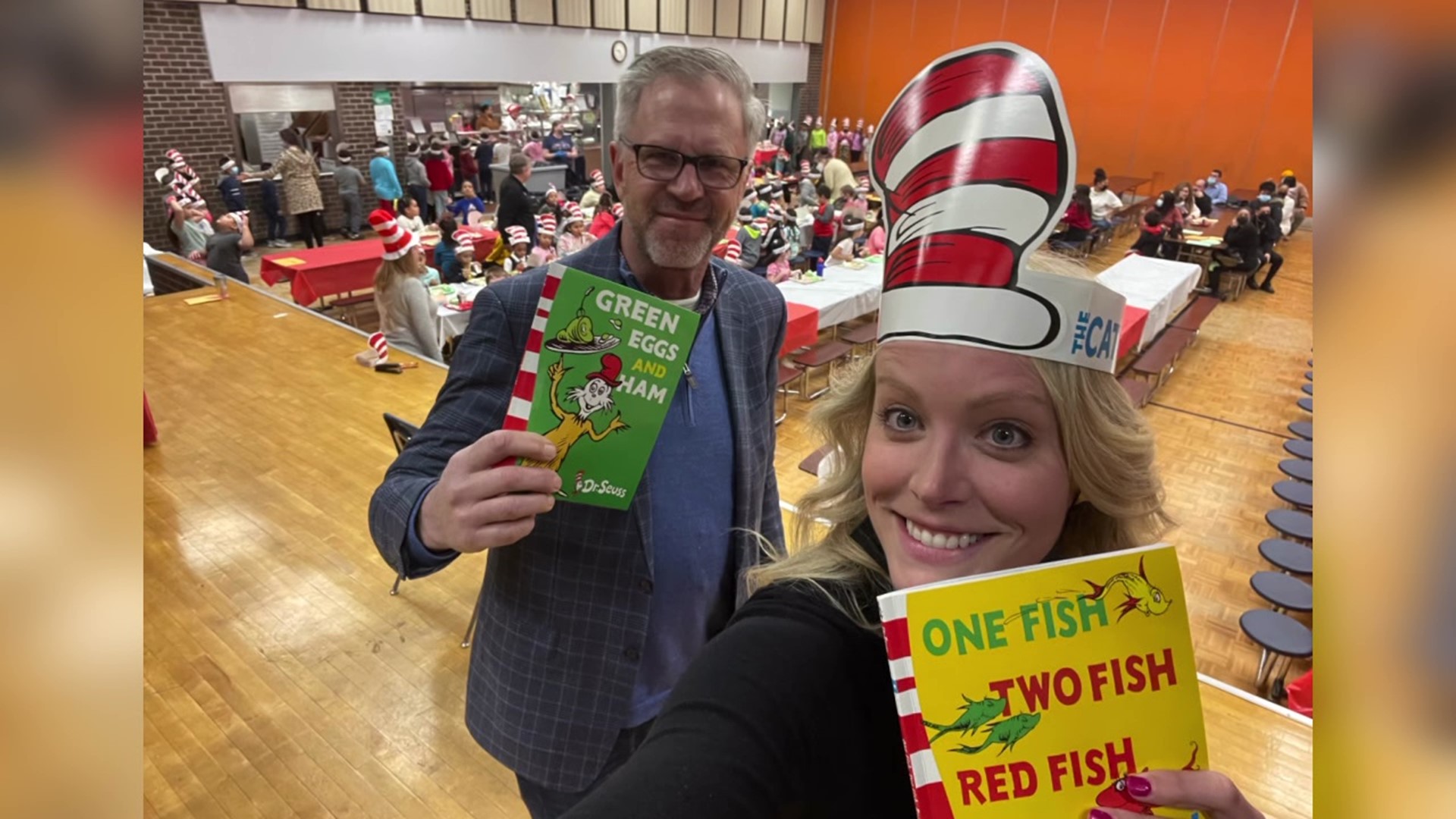 Newswatch 16's Chelsea Strub and Photojournalist Michael Erat read to first graders at Heights Terrace Elementary in Hazleton.