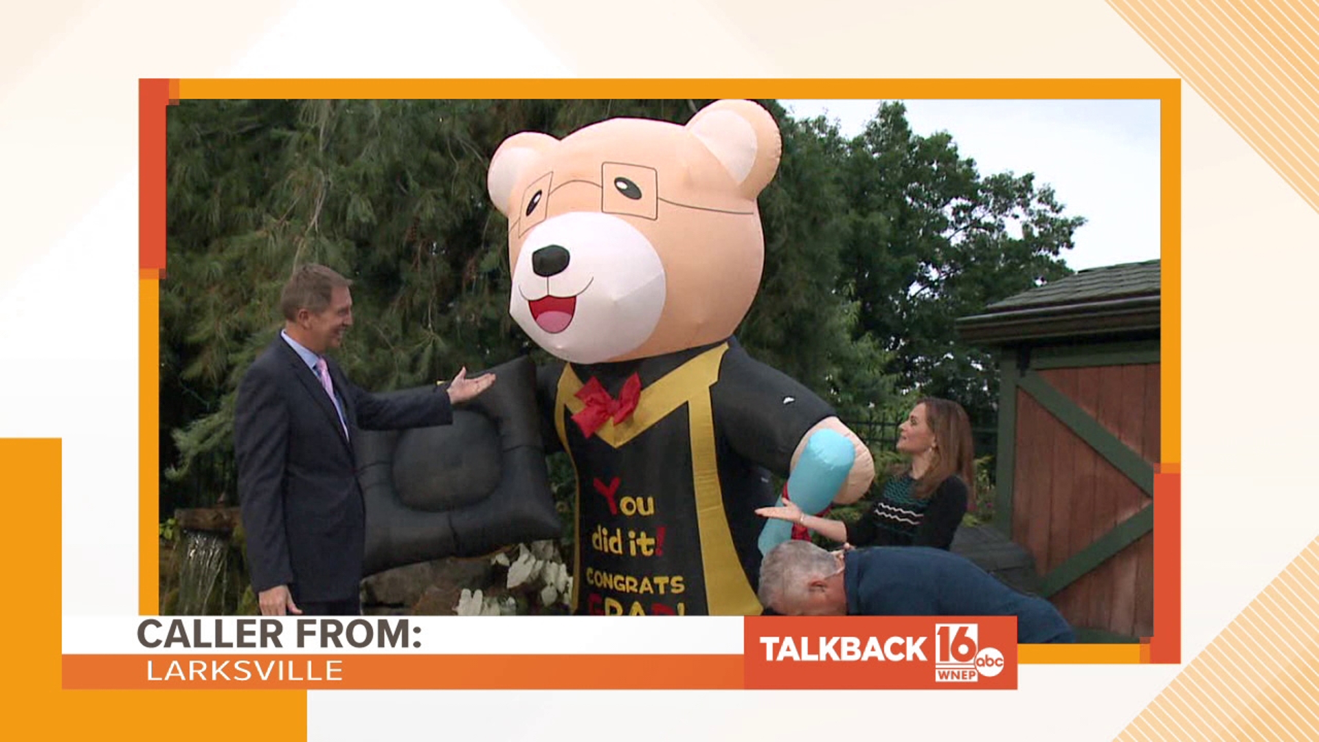 Callers are commenting on Newswatch 16 This Morning deflating the graduation bear in this Talkback 16.