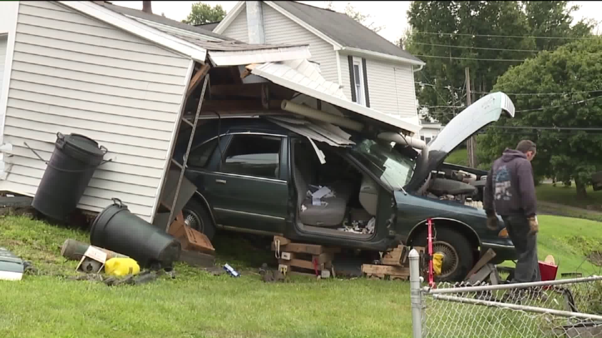 Car Slams Through Shed in Carbondale