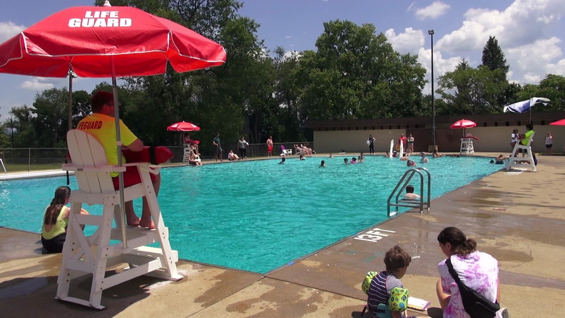 The Weston Park pool was open in the city's north end and it was already being put to good use in this heat.