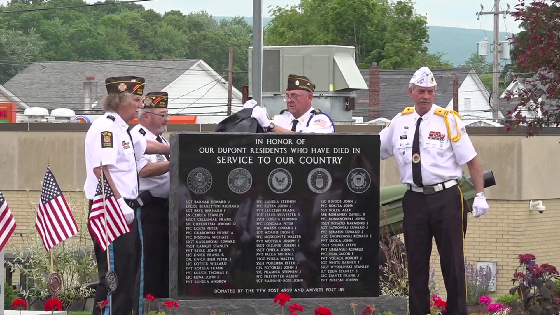The fallen heroes were honored with a new monument at the borough building displaying each of their names.