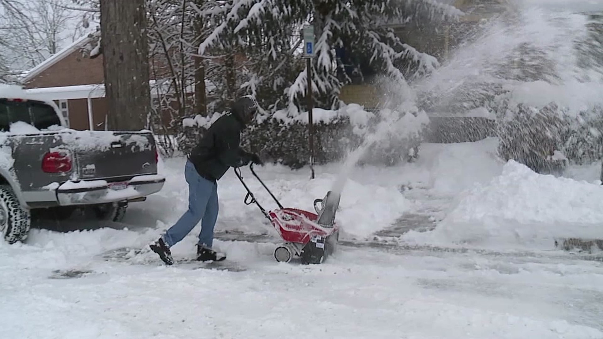 Folks in Williamsport spent all day shoveling snow.