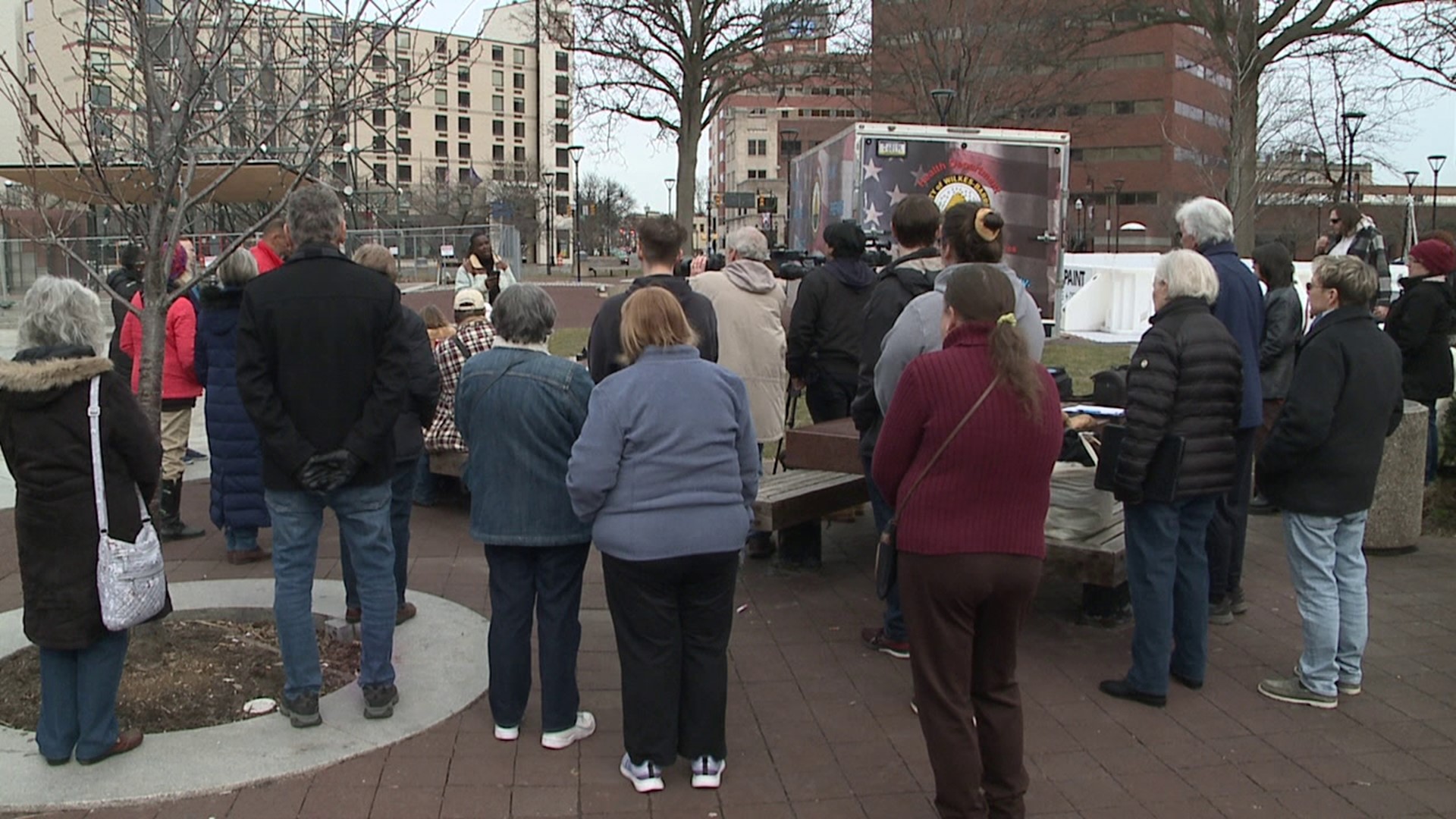 Dozens came together to attend a vigil for Tyre Nichols on Public Square in Wilkes-Barre on Sunday.