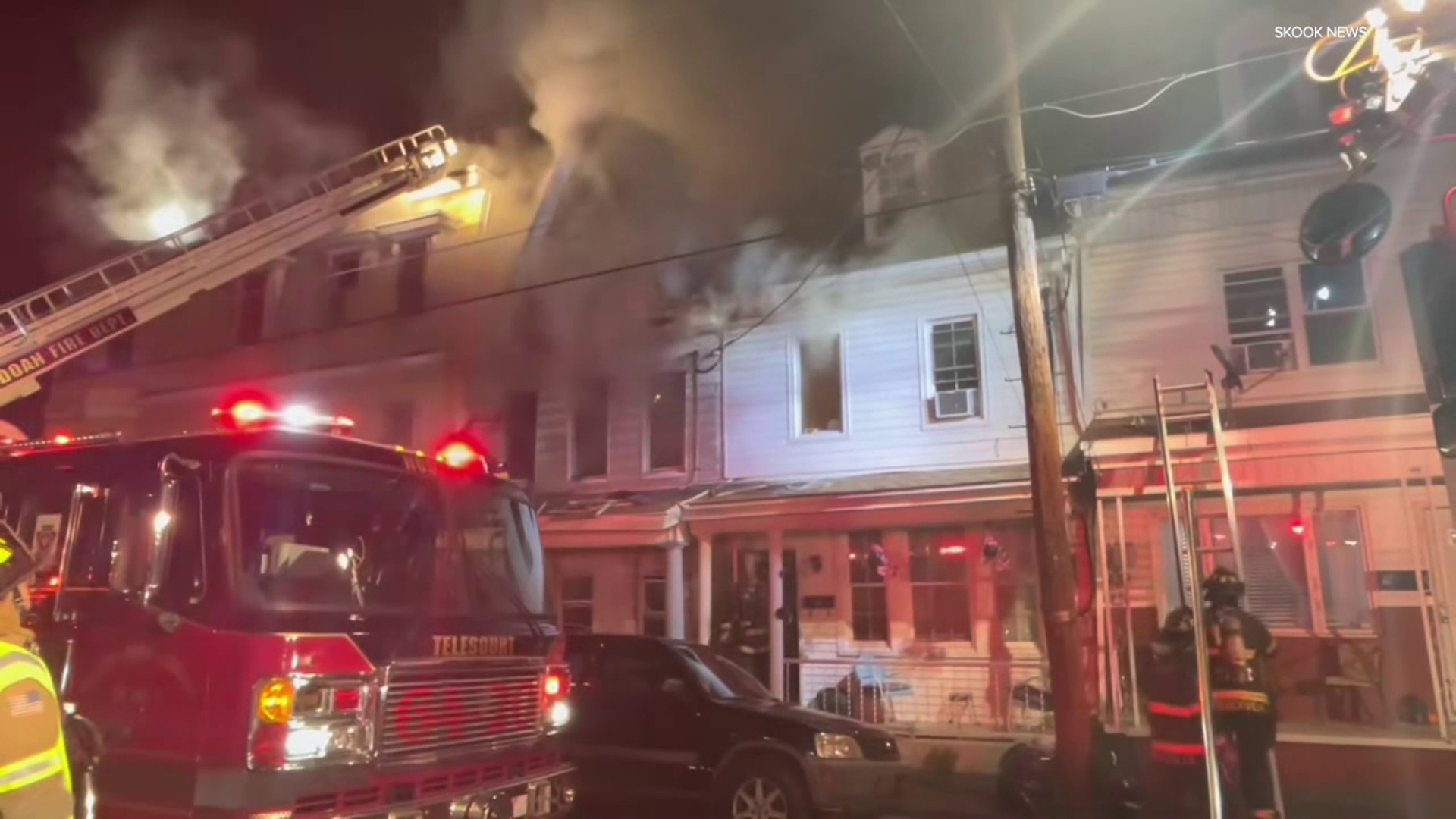 Flames broke out just after 10 p.m. Monday along South Bower Street.