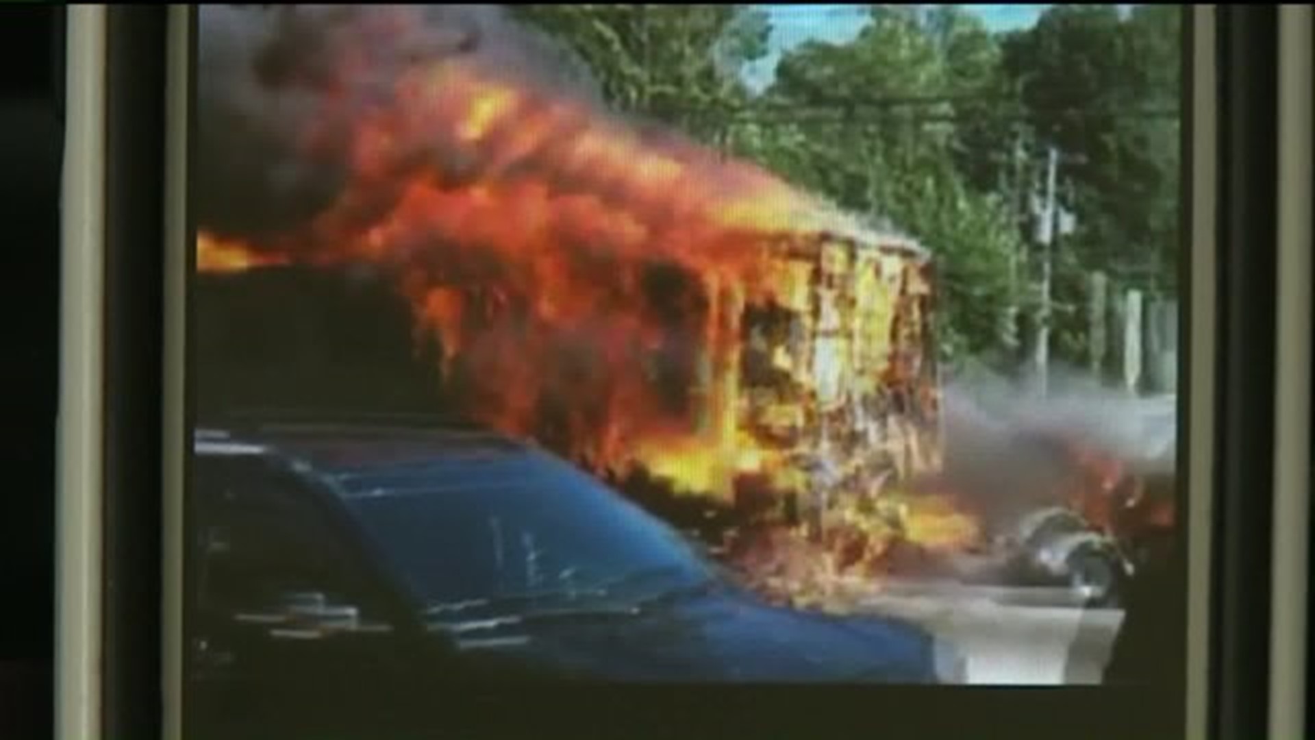 RV Catches Fire, Closes Road in Poconos