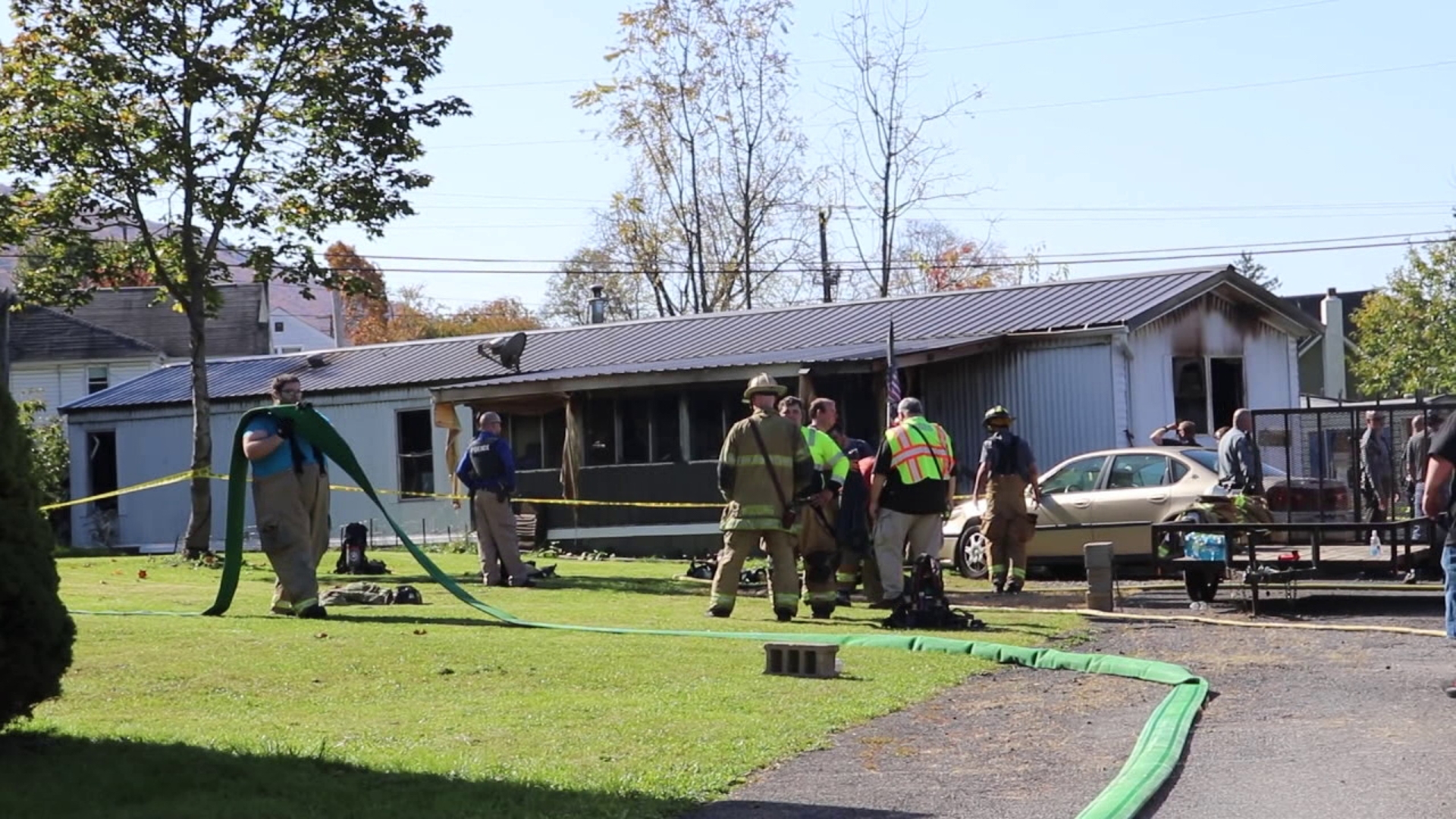 Flames sparked along East Keller Street in Castanea Township near Lock Haven around 12 p.m. on Monday.