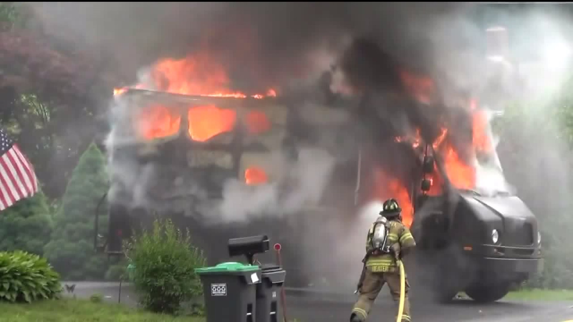 Homeowners React to Hearing About UPS Truck Catching Fire in Their Driveway