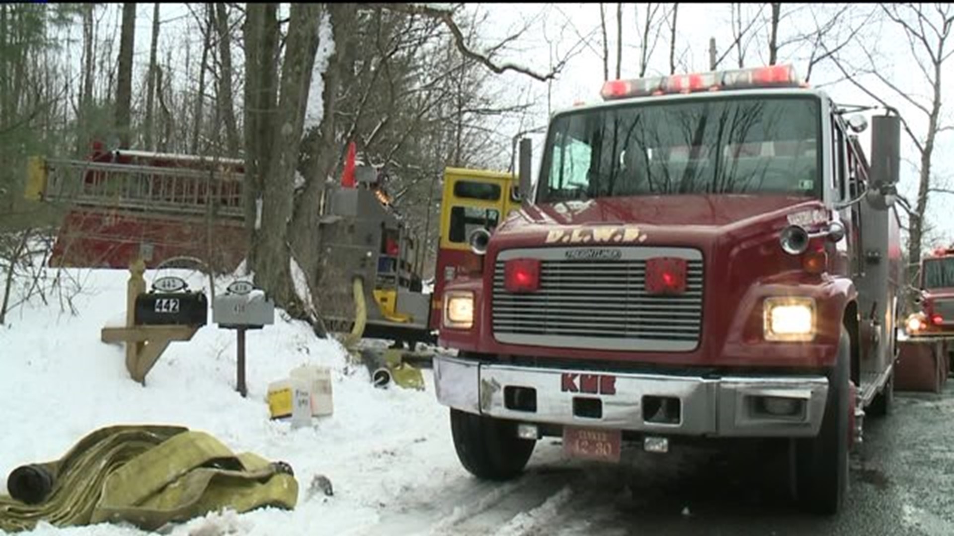 Firefighters Battle Flames, Distance in Schuylkill County