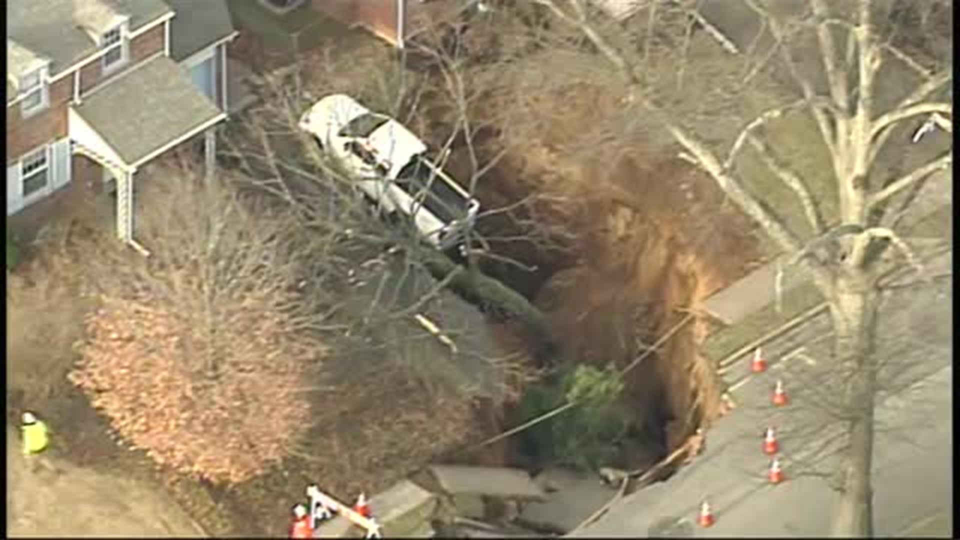 Large Sinkhole Opens in Neighborhood Near Philadelphia