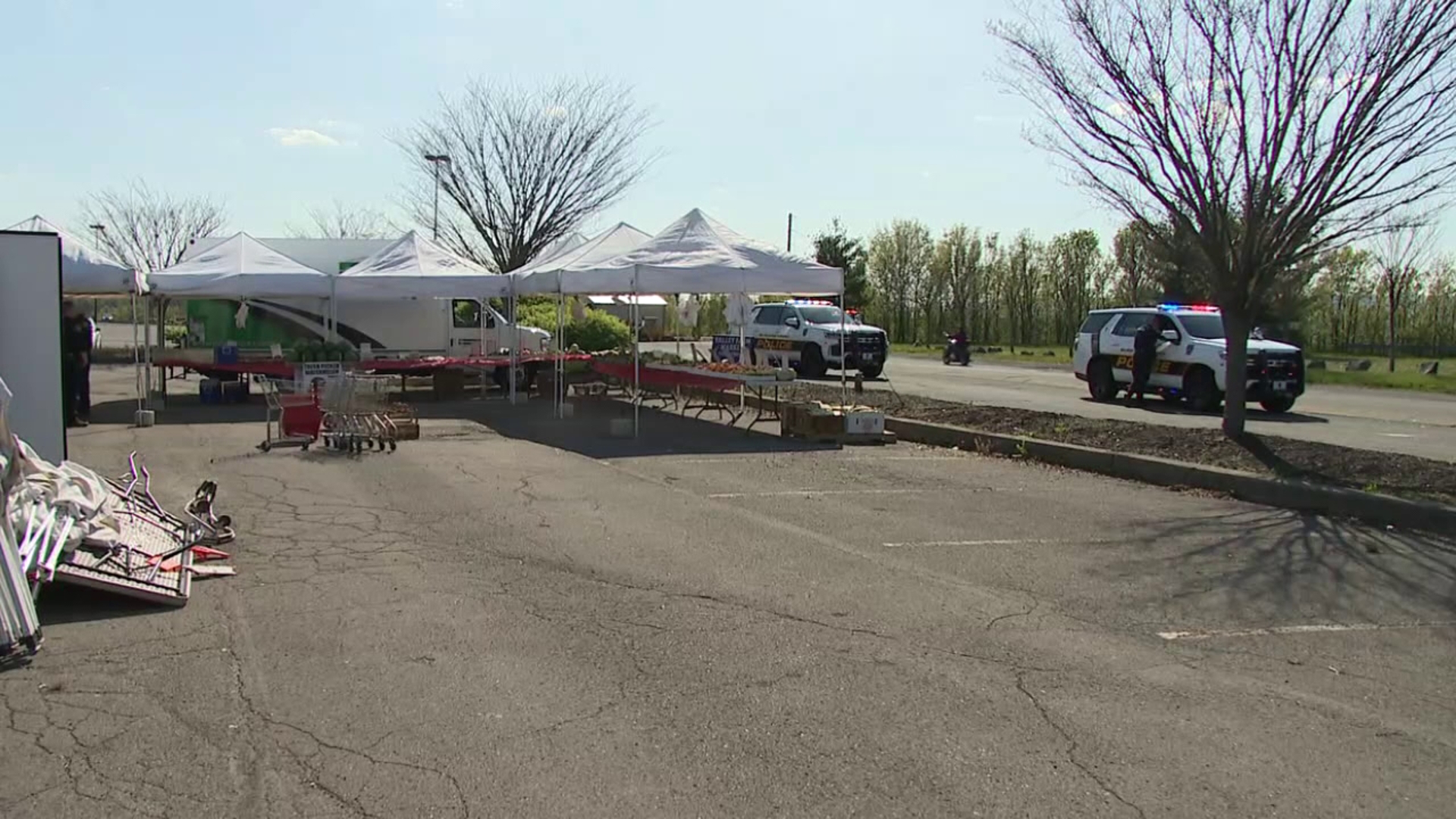 A crash caused a mess at a farmers market near Wilkes-Barre on Friday.