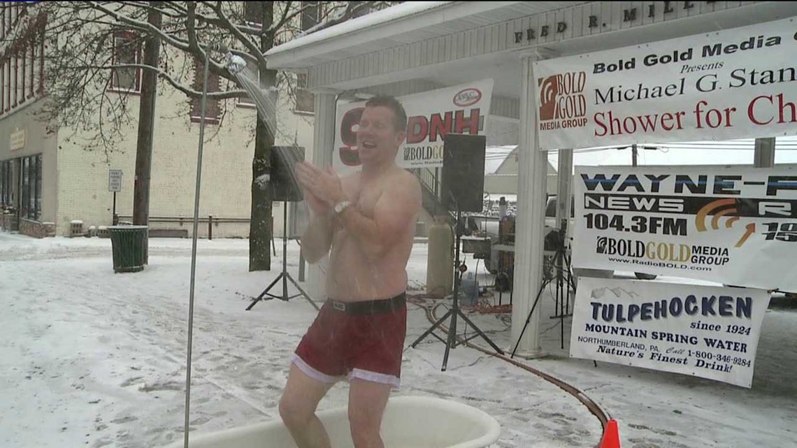 Shower For Charity in Snowstorm
