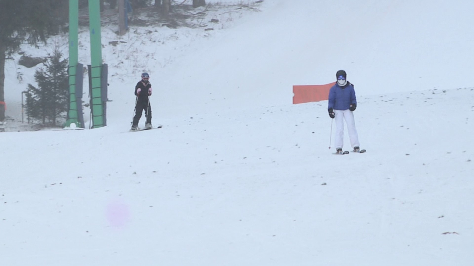 Skiers flocked to Elk Mountain Friday night as the temperatures plunged below freezing.