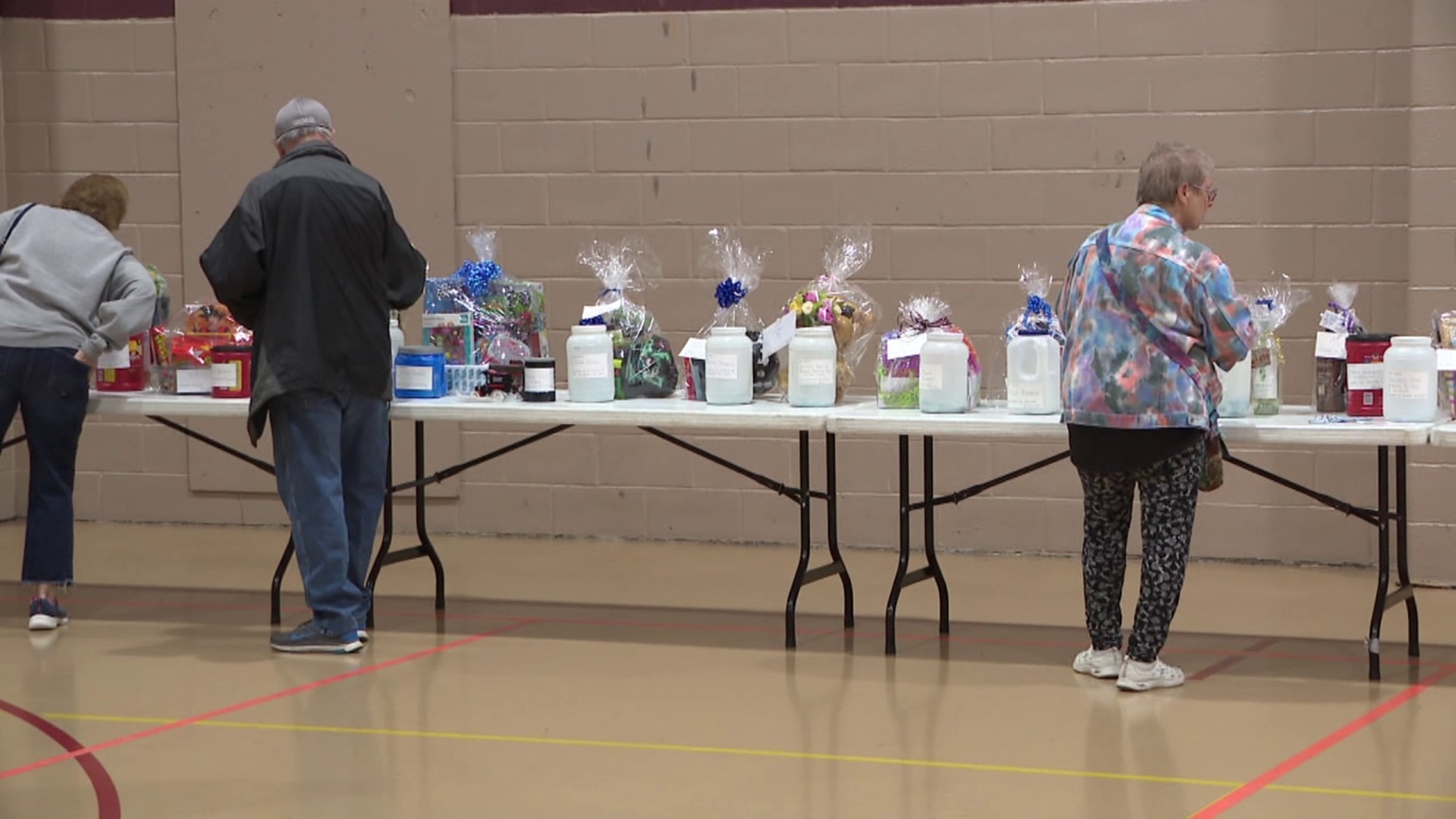 Proceeds from the basket raffle benefit the fire department in Lehighton.