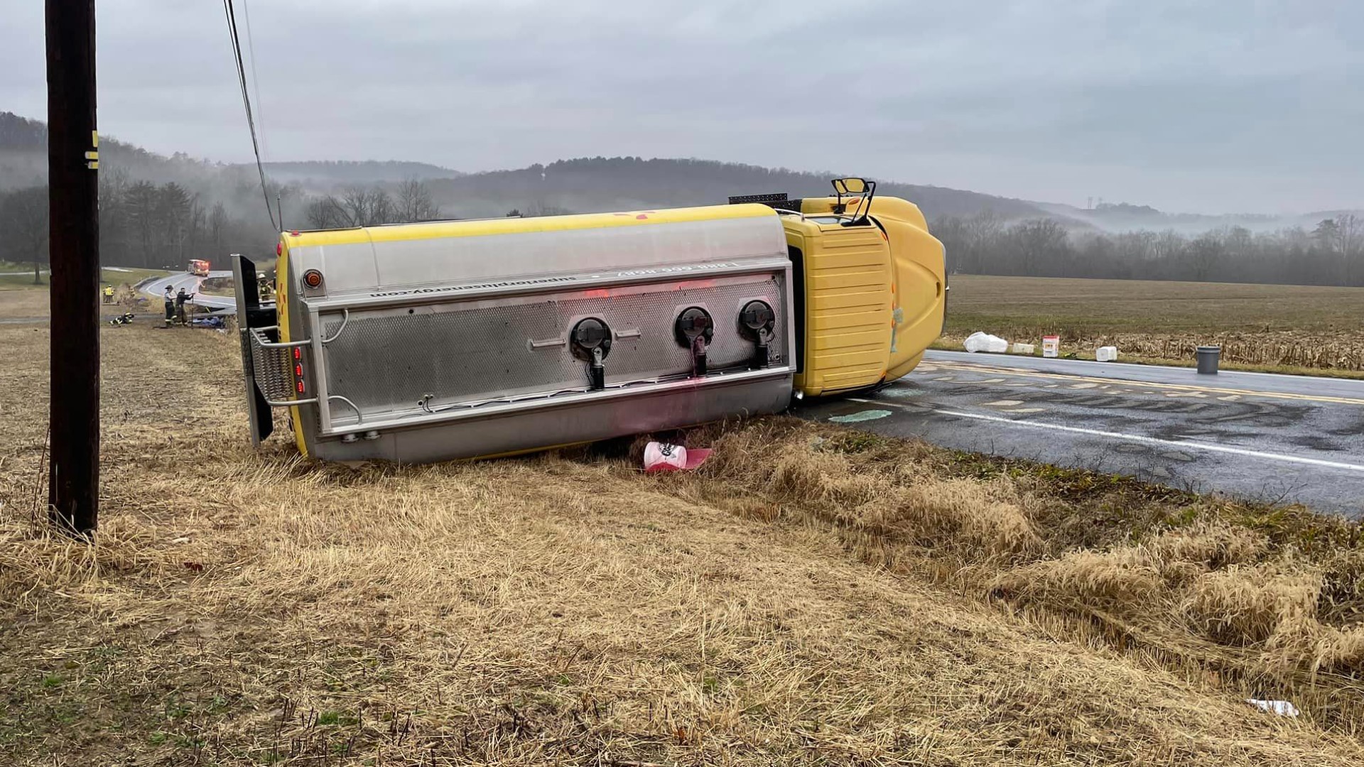 A tanker truck driver is in the hospital after a rollover crash in Columbia County Wednesday morning.