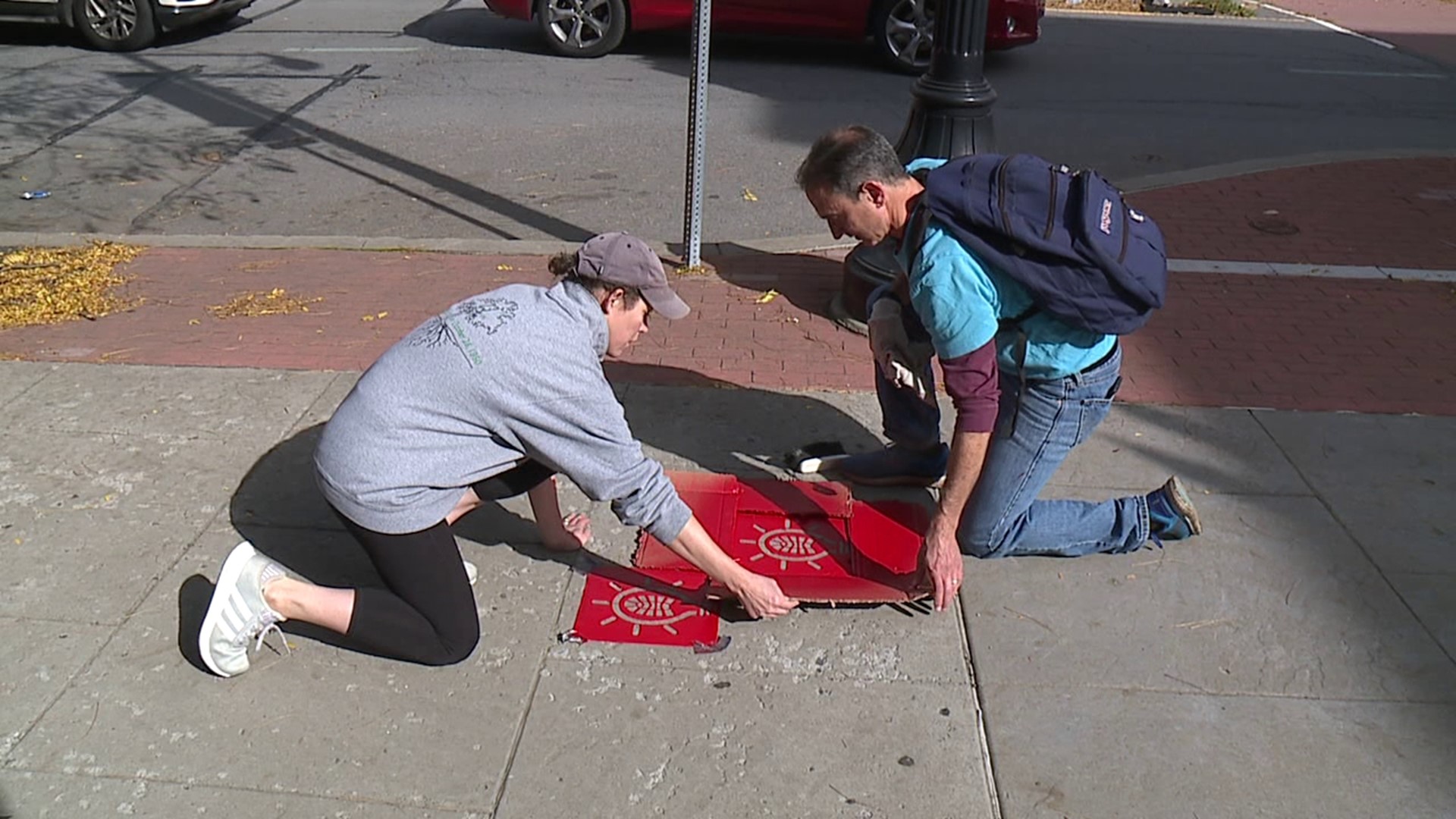 A non-profit organization is helping to guide folks throughout the city with painted footprints.