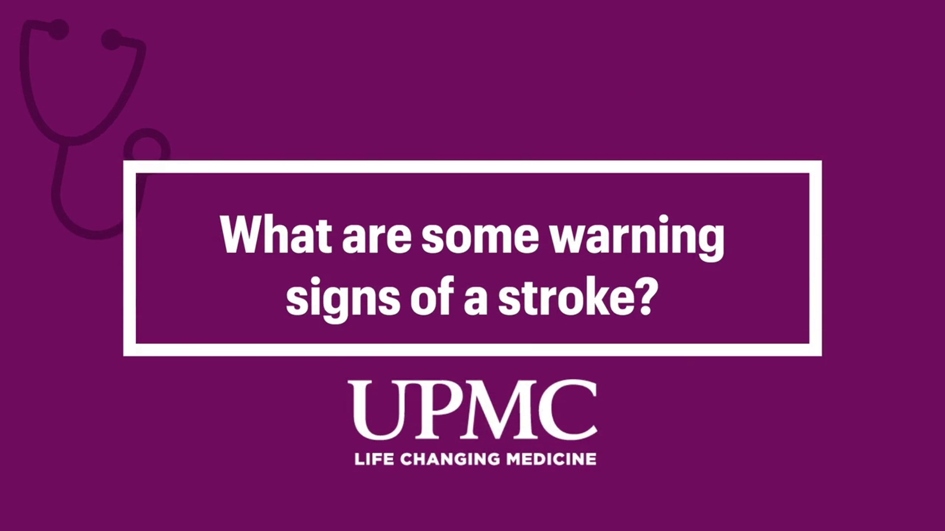 Dr. Gaurav Dighe, neurologist and UPMC stroke medical director, discusses the warning signs of stroke and what can be done to help prevent them.