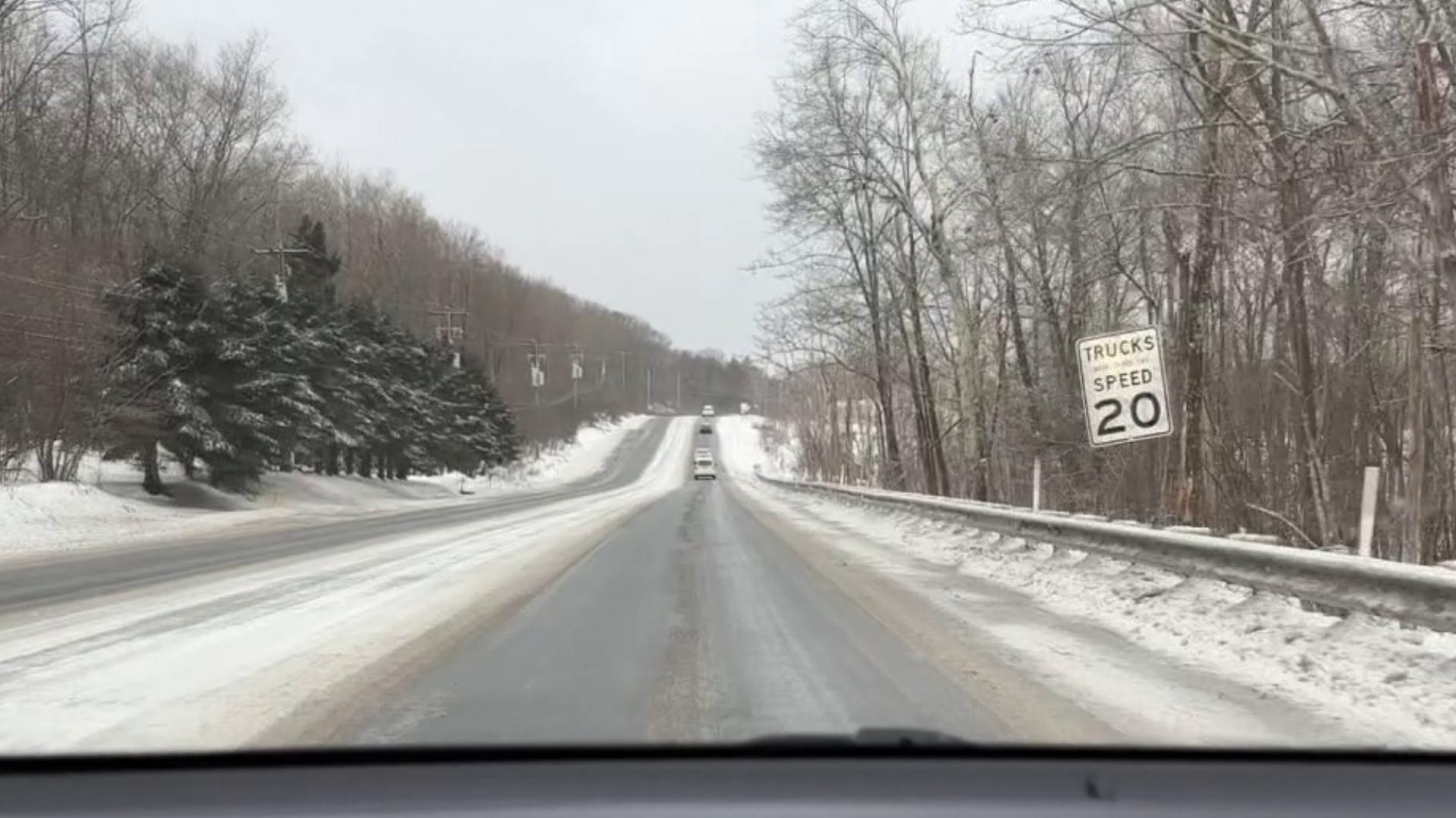 Slick roads throughout the Northern Tier