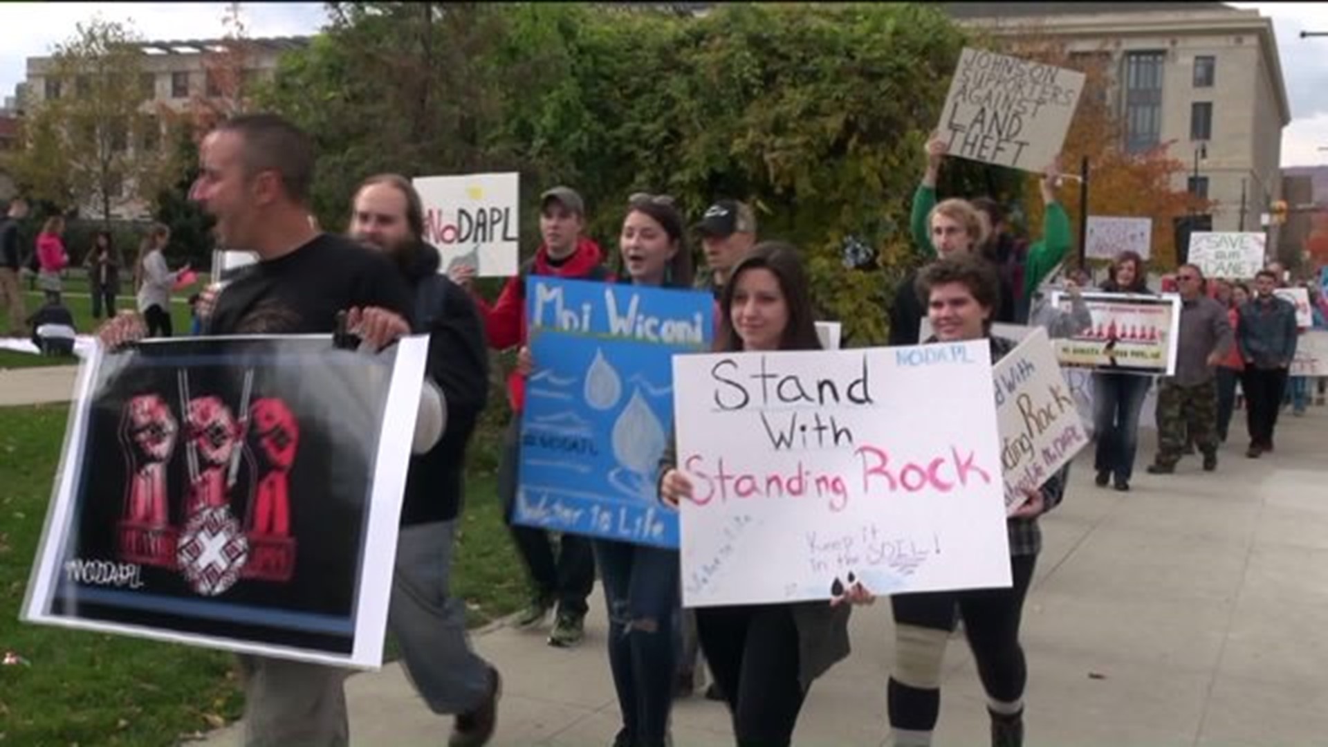100 Protest North Dakota Pipeline During Scranton Rally