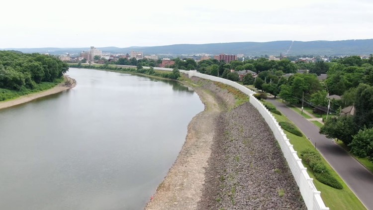 Levee system built after destruction from Agnes to protect Wyoming Valley