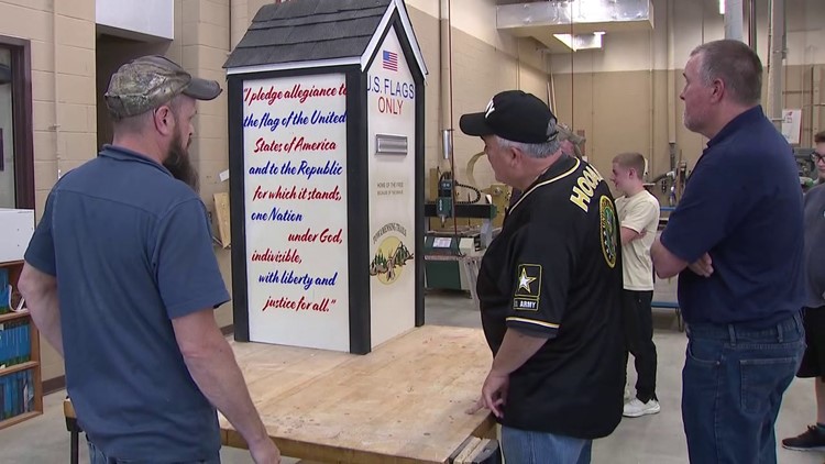 Carbon County students create American flag disposal box