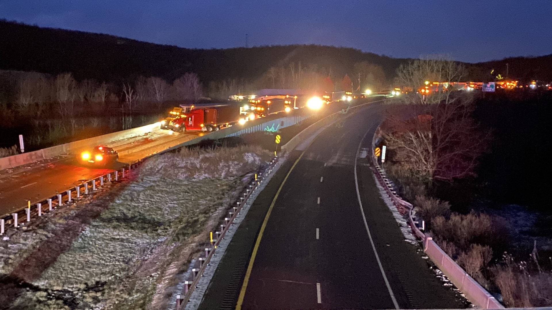 Parts of I-84 in Pike County and I-81 in Susquehanna County were shut down Tuesday morning.