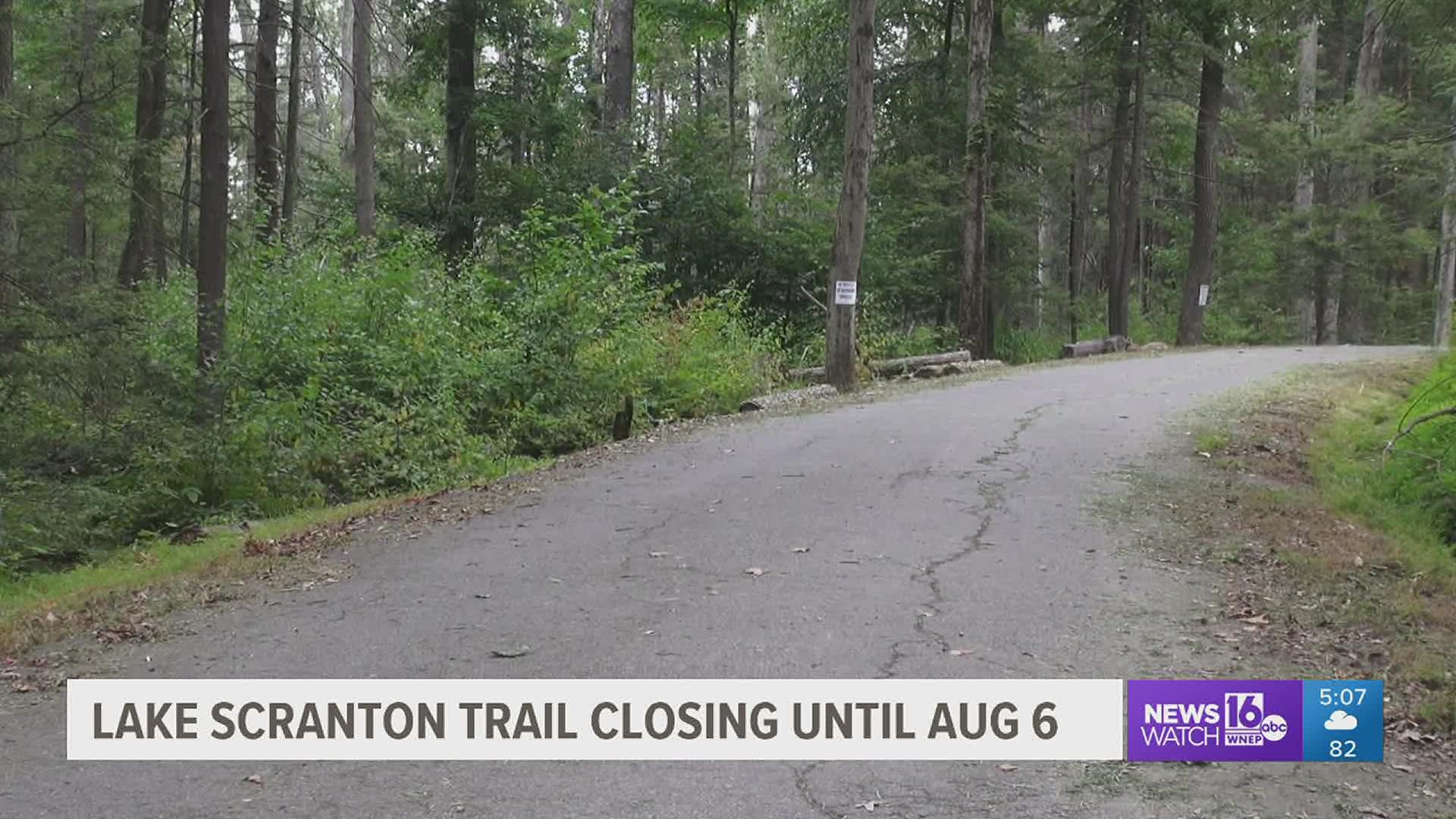 Starting Thursday, parts of the trail at Lake Scranton will be closed to foot traffic.