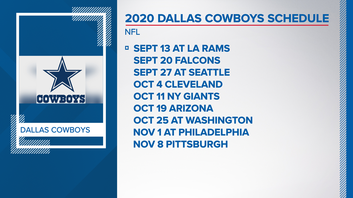 2019-2020 Dallas Cowboys Wallpaper Schedule