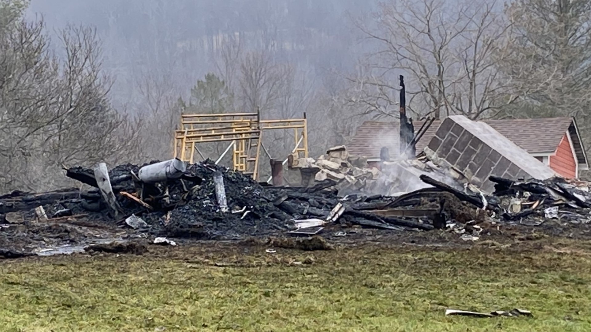 Flames broke out at a home along Stalker Road in Manchester Township, not far from the New York state line, around 2:30 a.m. Sunday.