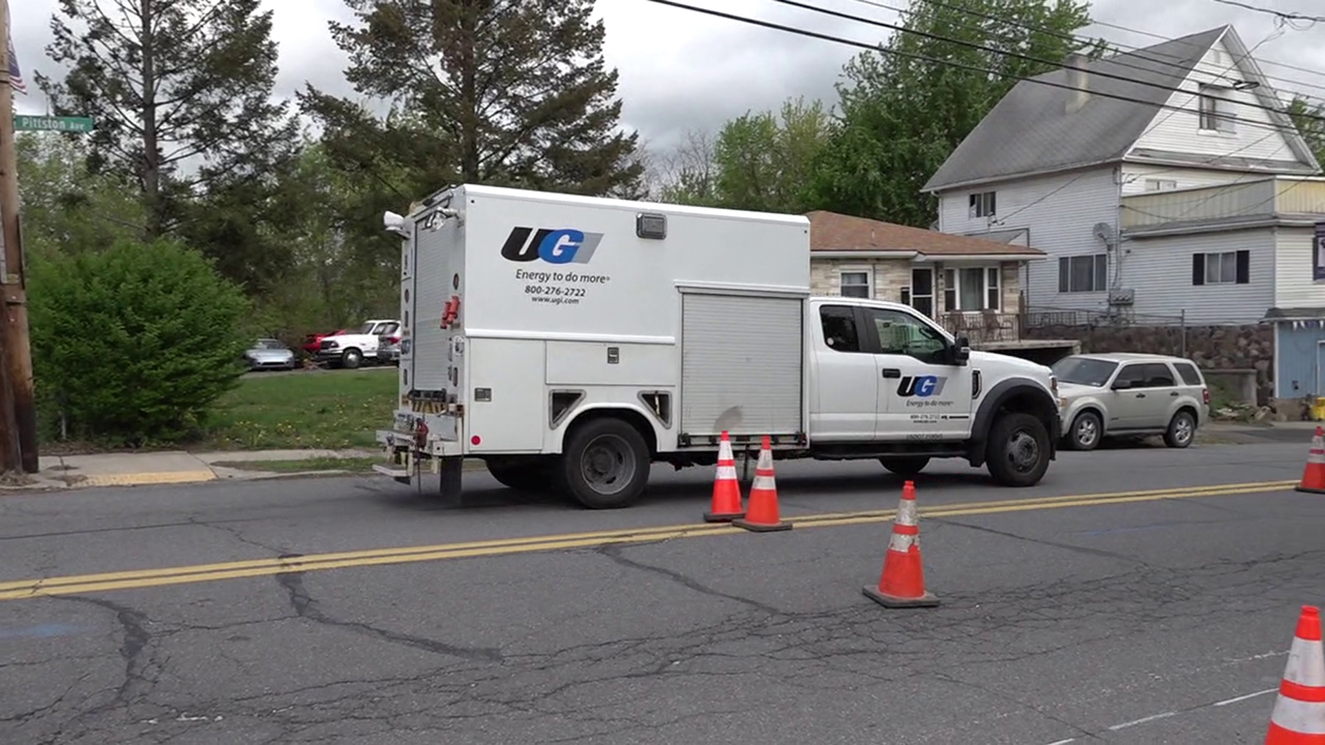 Emergency crews shut down part of Pittston Avenue Friday morning after a gas line was struck.