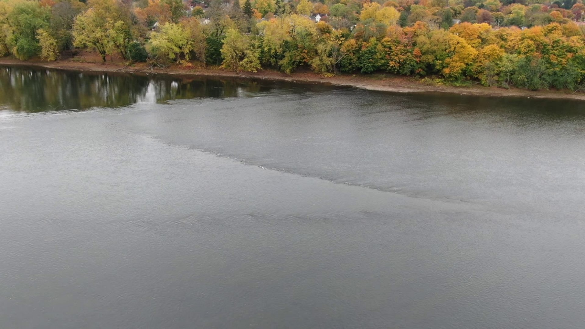 The underwater 'V' structure in the Susquehanna River is said to have been made by Native Americans, as a way to catch eels.