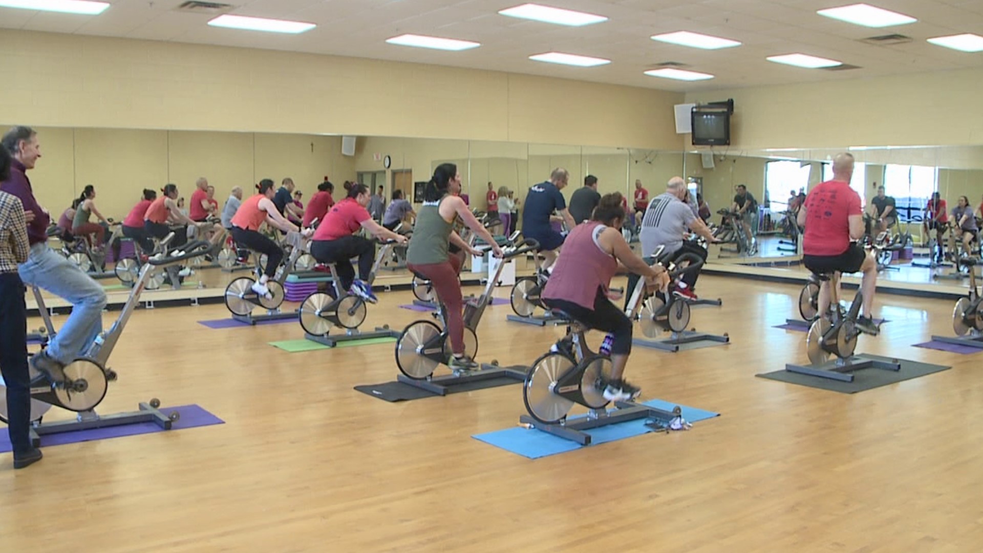 Race Under the Roof, a family-friendly indoor triathlon, was held at Marywood University in Scranton on Sunday.