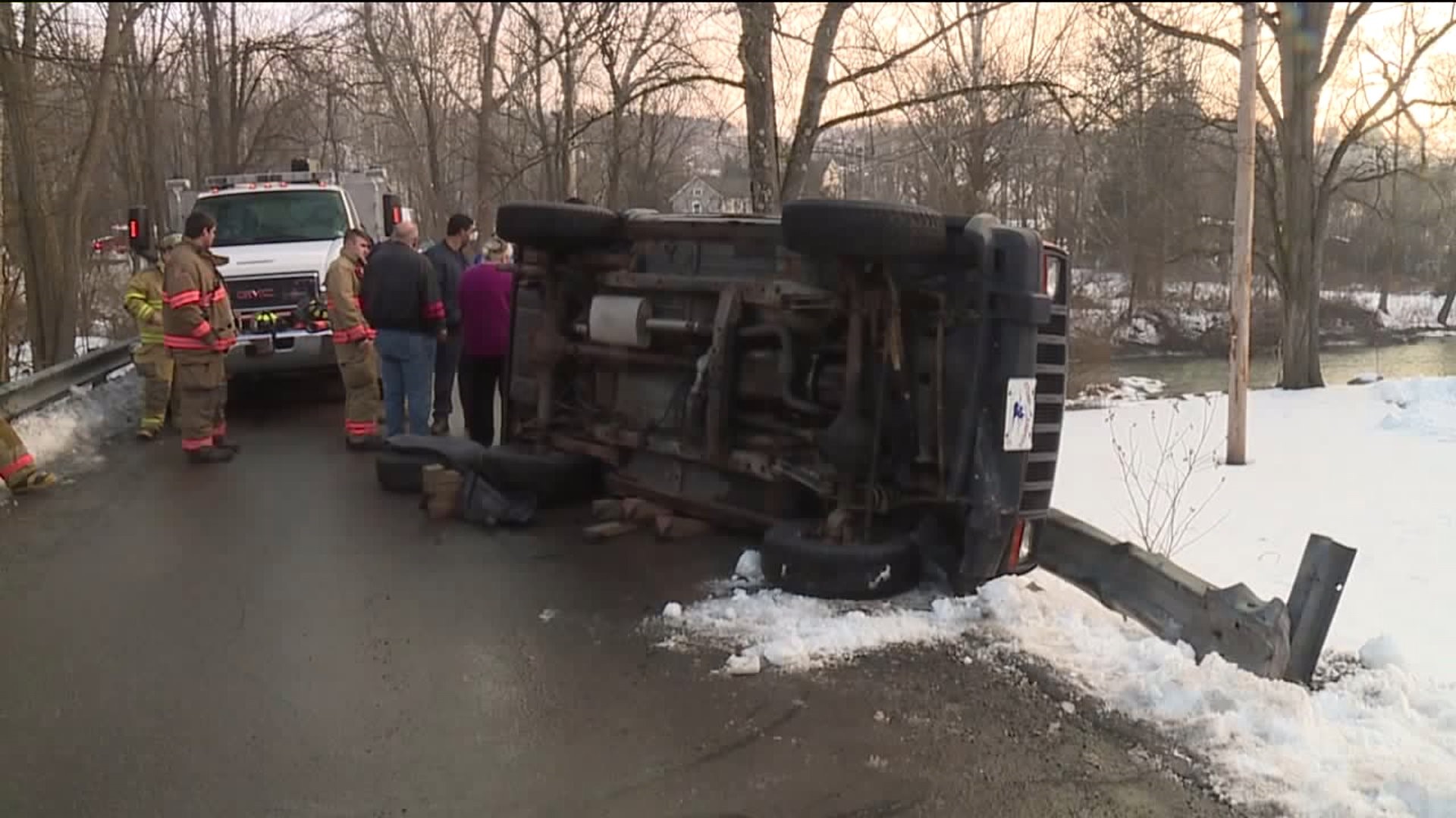 Ice Blamed for Rollover Crash in Wayne County