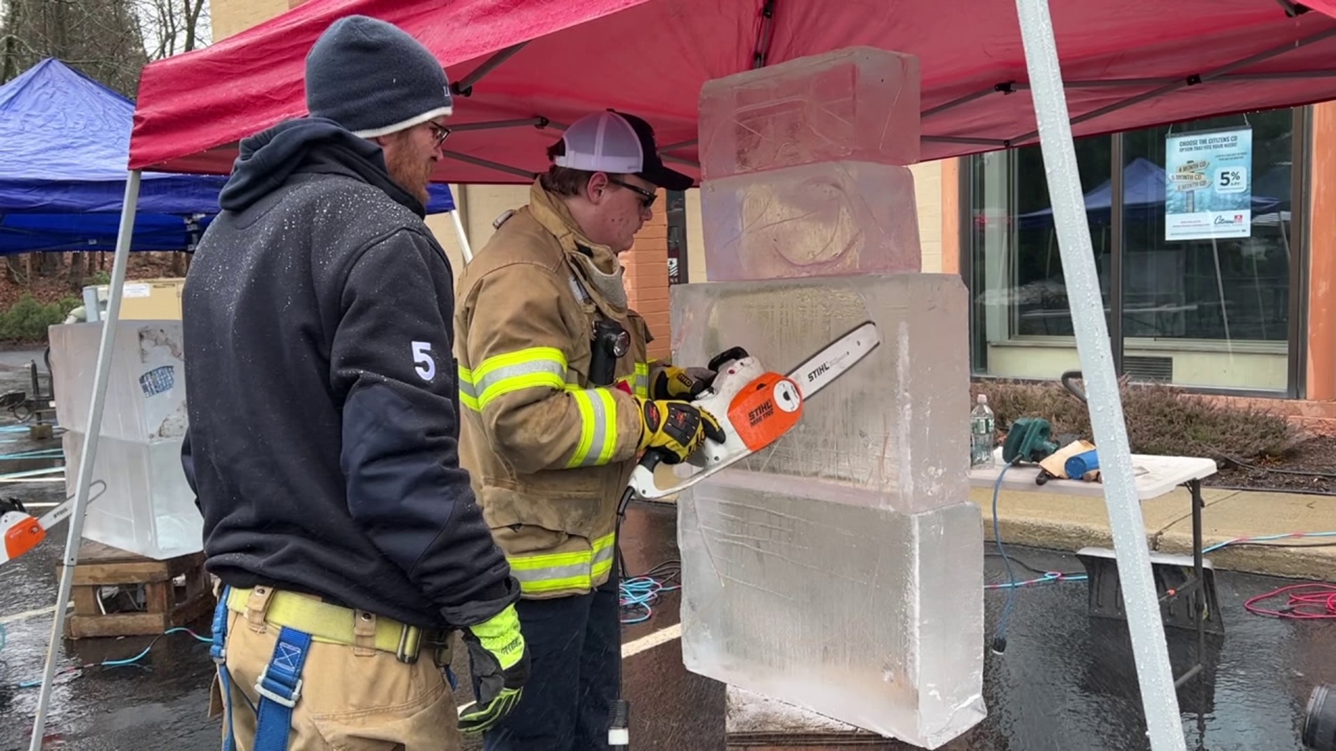 Four fire departments from Lackawanna County participated in a fundraiser as part of the Clarks Summit Festival of Ice.