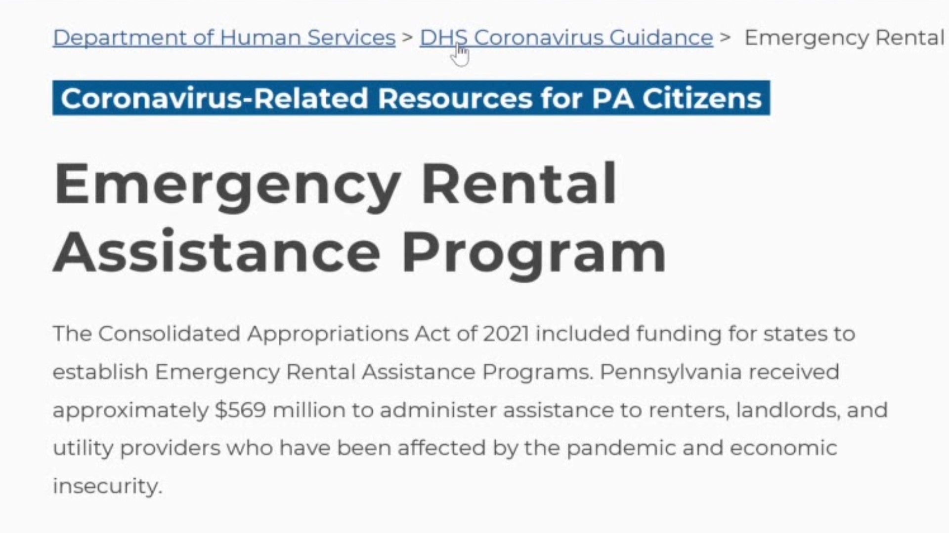 Nearly $850 million in federal money has been allocated across Pennsylvania for rent and utilities.