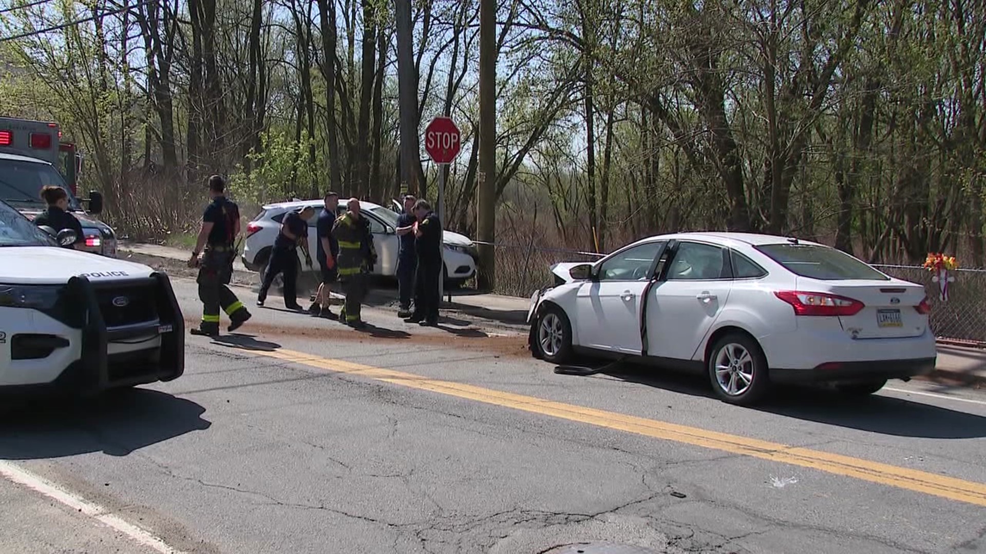 The crash in Scranton's west side Friday morning also damaged a utility pole.