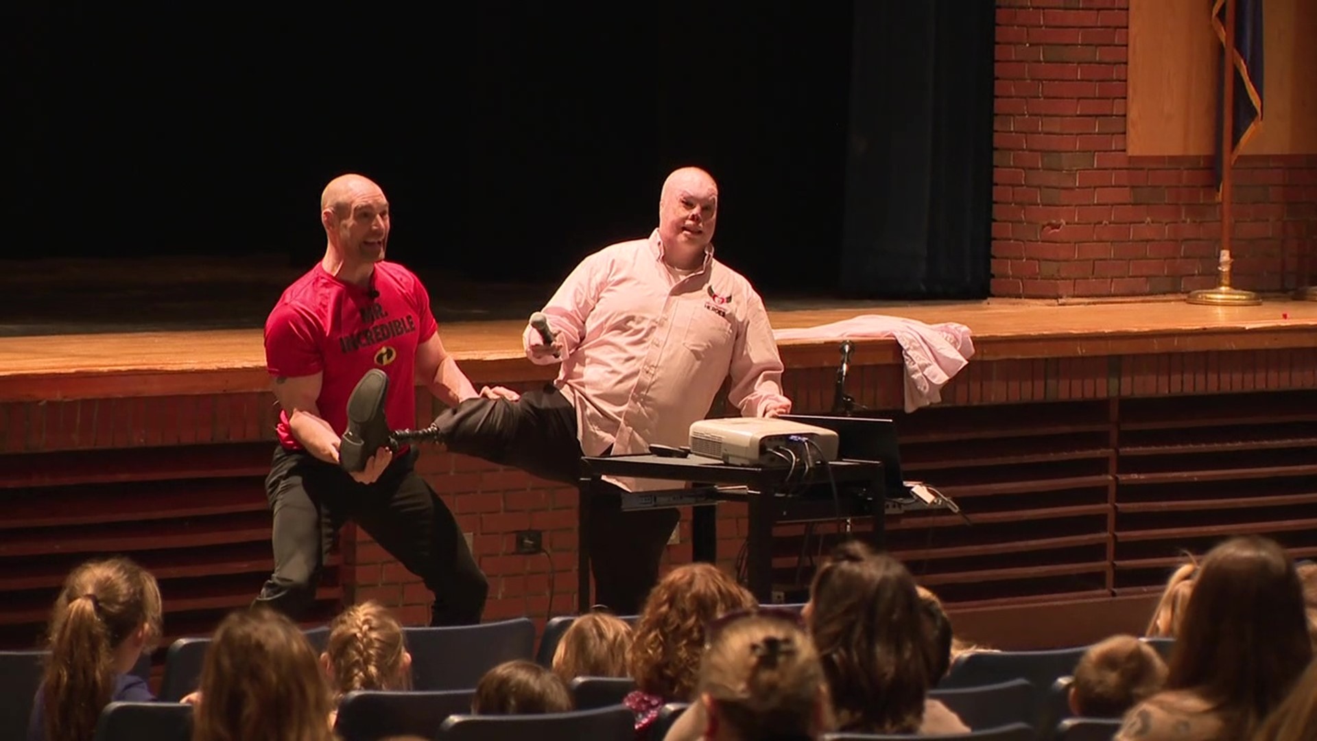 Some superheroes without capes were in Mifflinburg on Wednesday, talking to students about bullying and spreading hope.