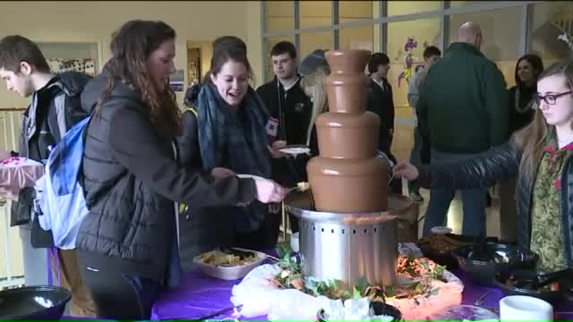University of Scranton Students Enjoy Chocolate Fountain for Fat Tuesday