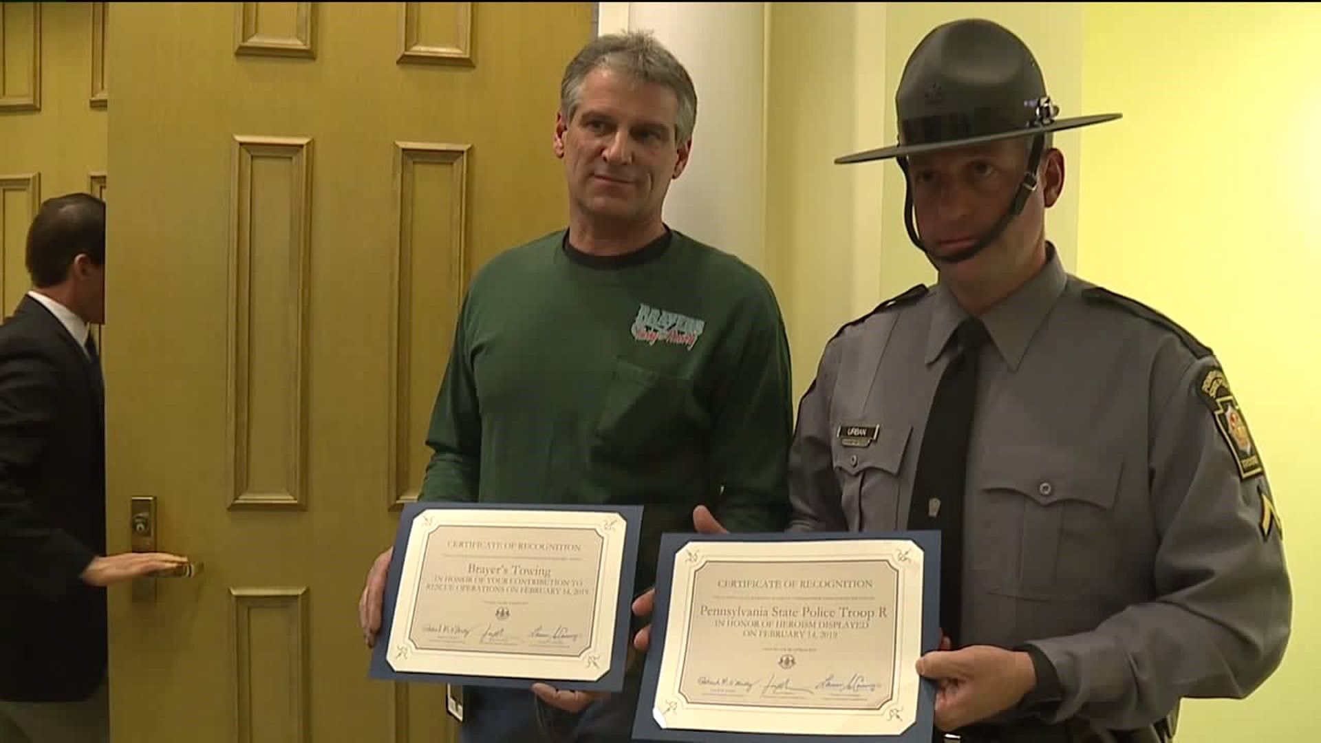 Rescuers Honored for Freeing Trapped Tractor Trailer Driver
