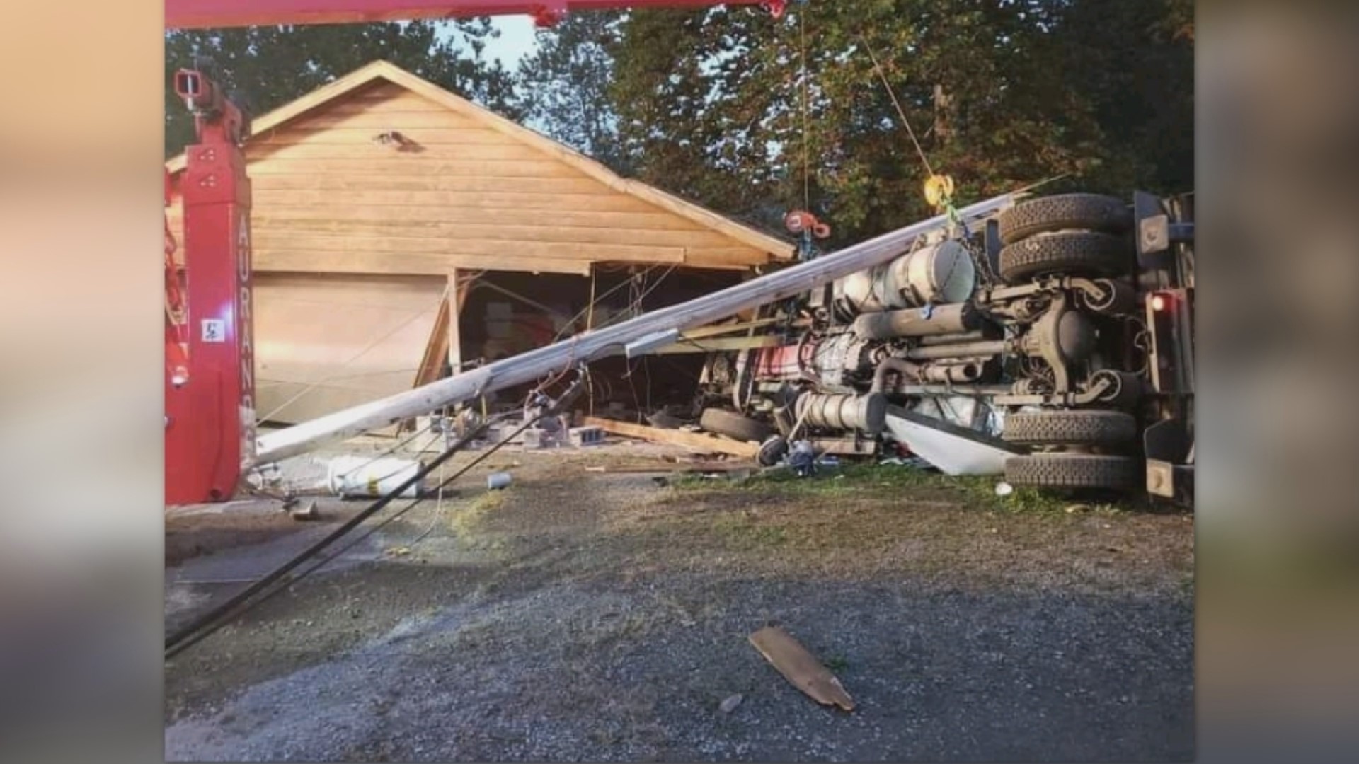 A road in Union County was shut down for part of the morning after a tractor trailer smashed into a building.