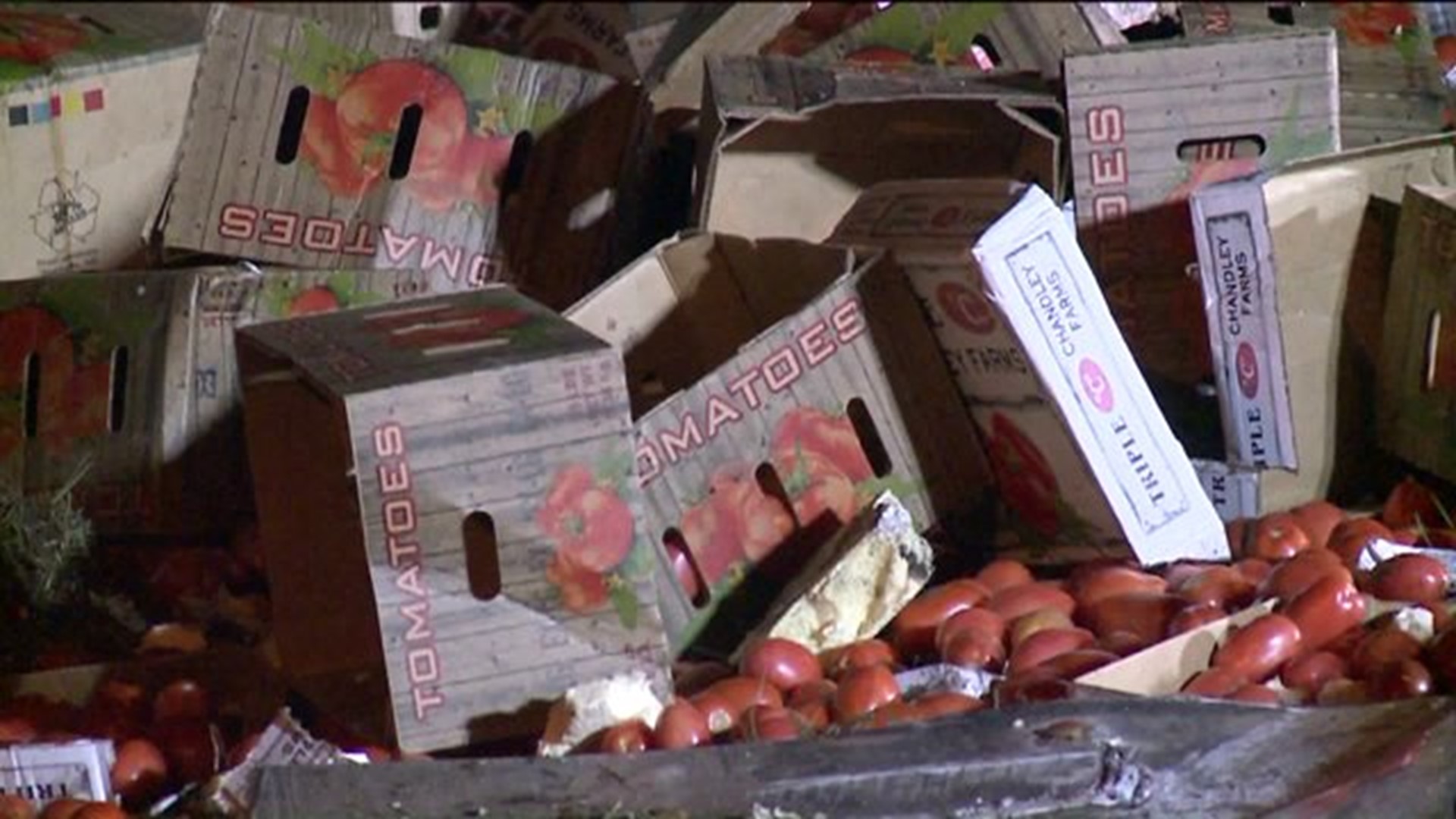 Tomatoes Spill onto Morgan Highway