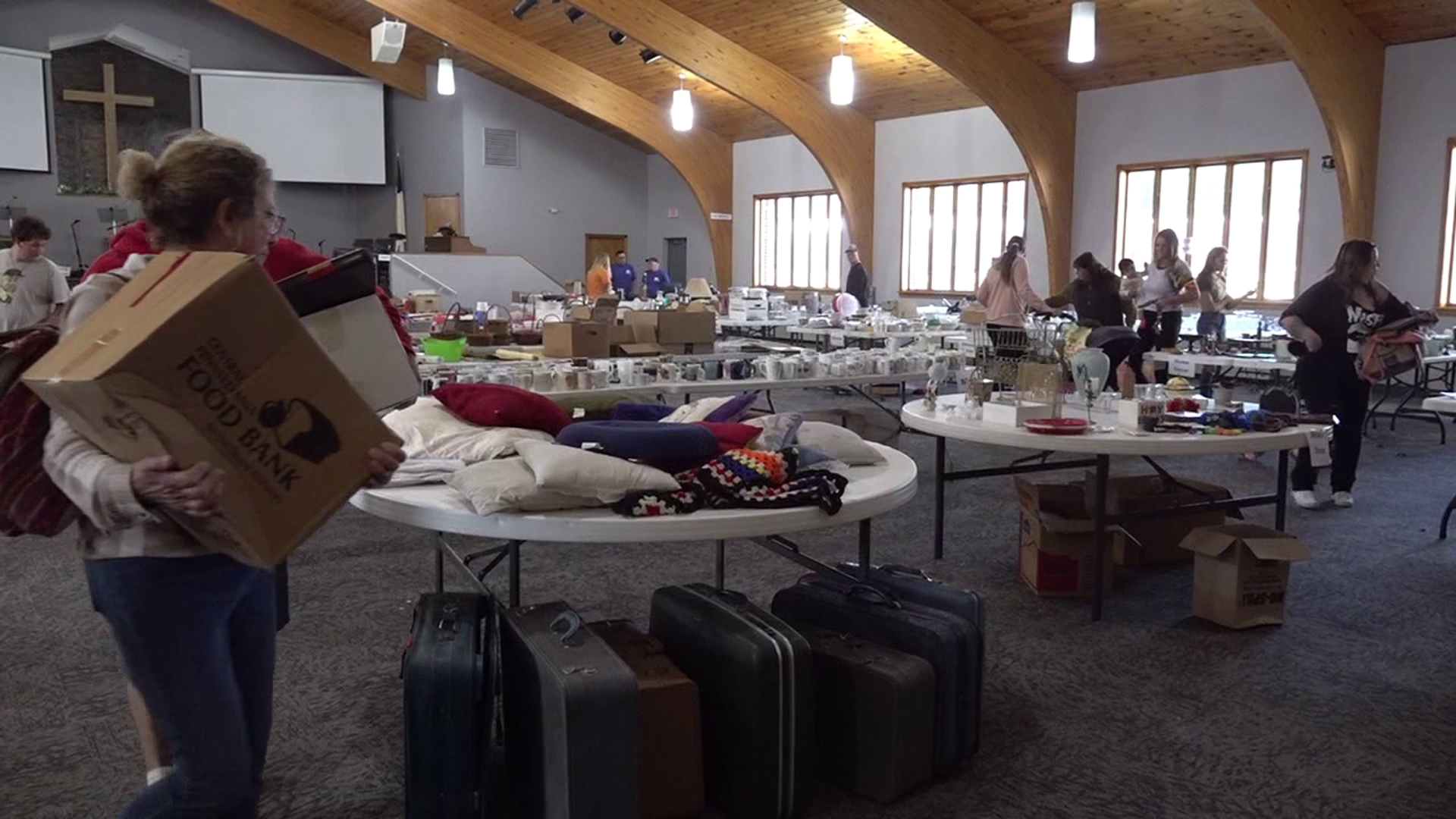 This giveaway at the Independent Baptist Church in Towanda began over ten years ago as a small winter coat giveaway has blossomed into a full-fledged giveaway.