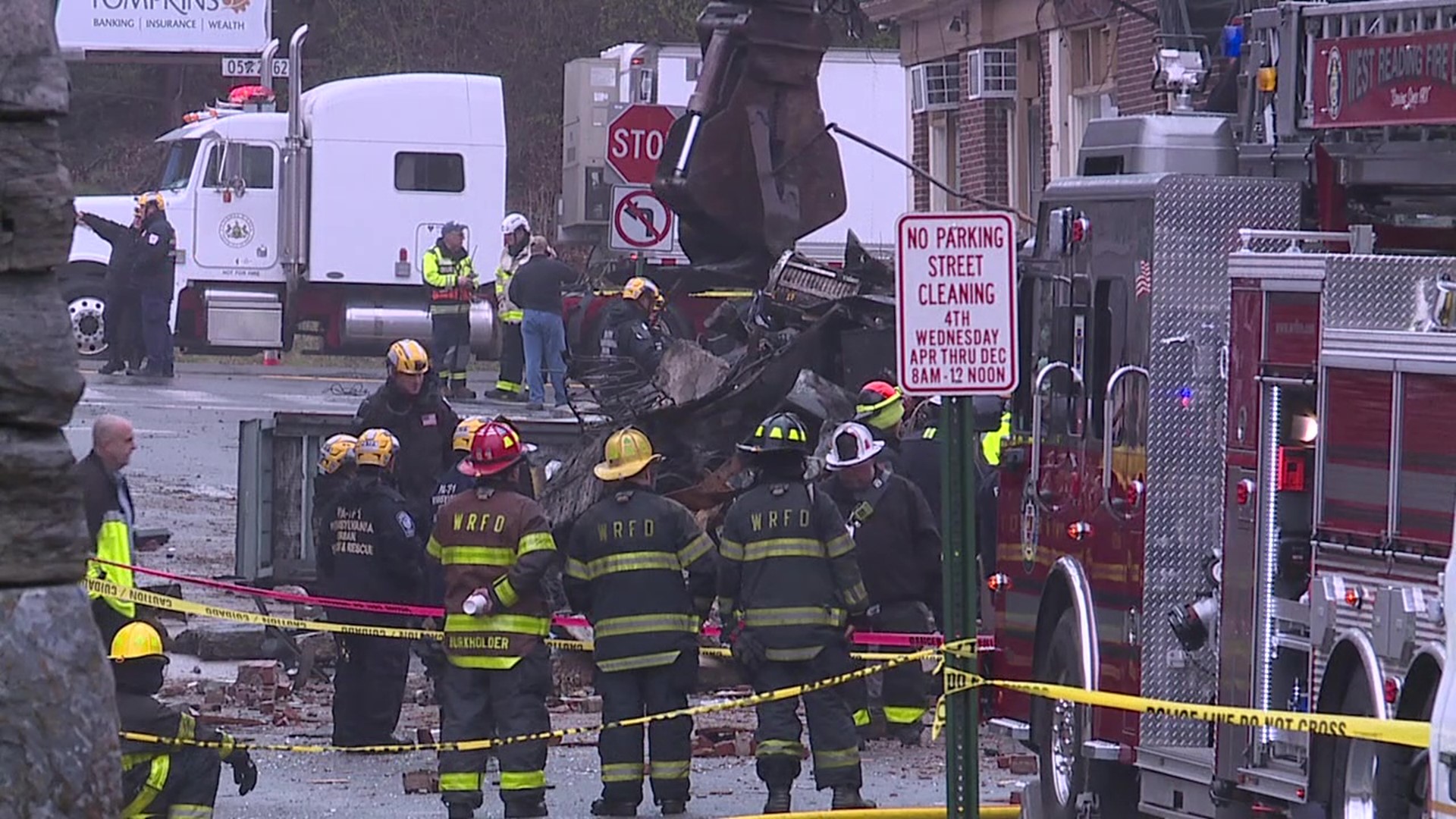 Rescue crews using dogs and imaging equipment continued to search through the rubble Saturday.