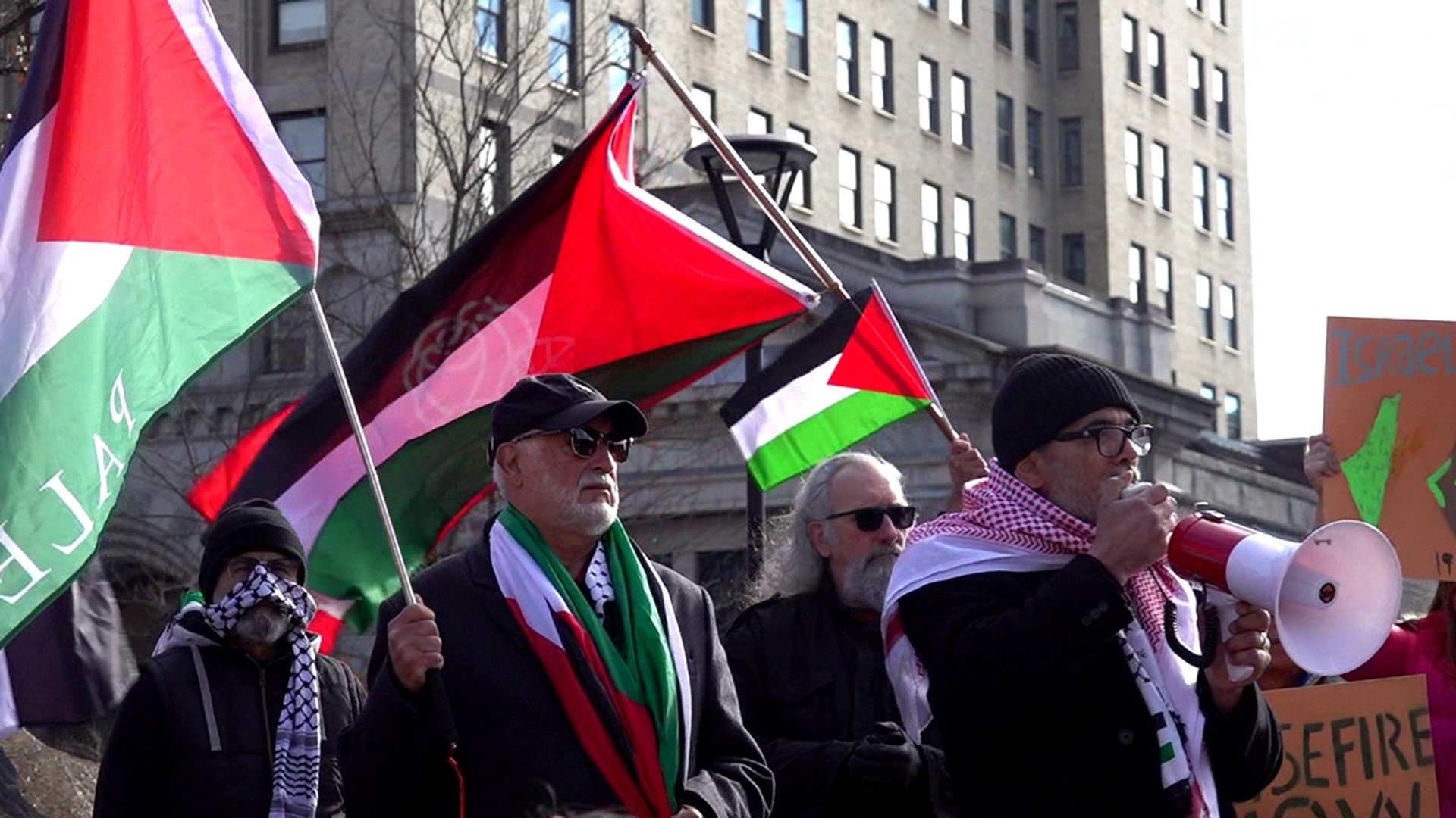 Demonstrators are continuing to make their voices heard for the people suffering in Palestine, reacting to the four-day ceasefire overseas.