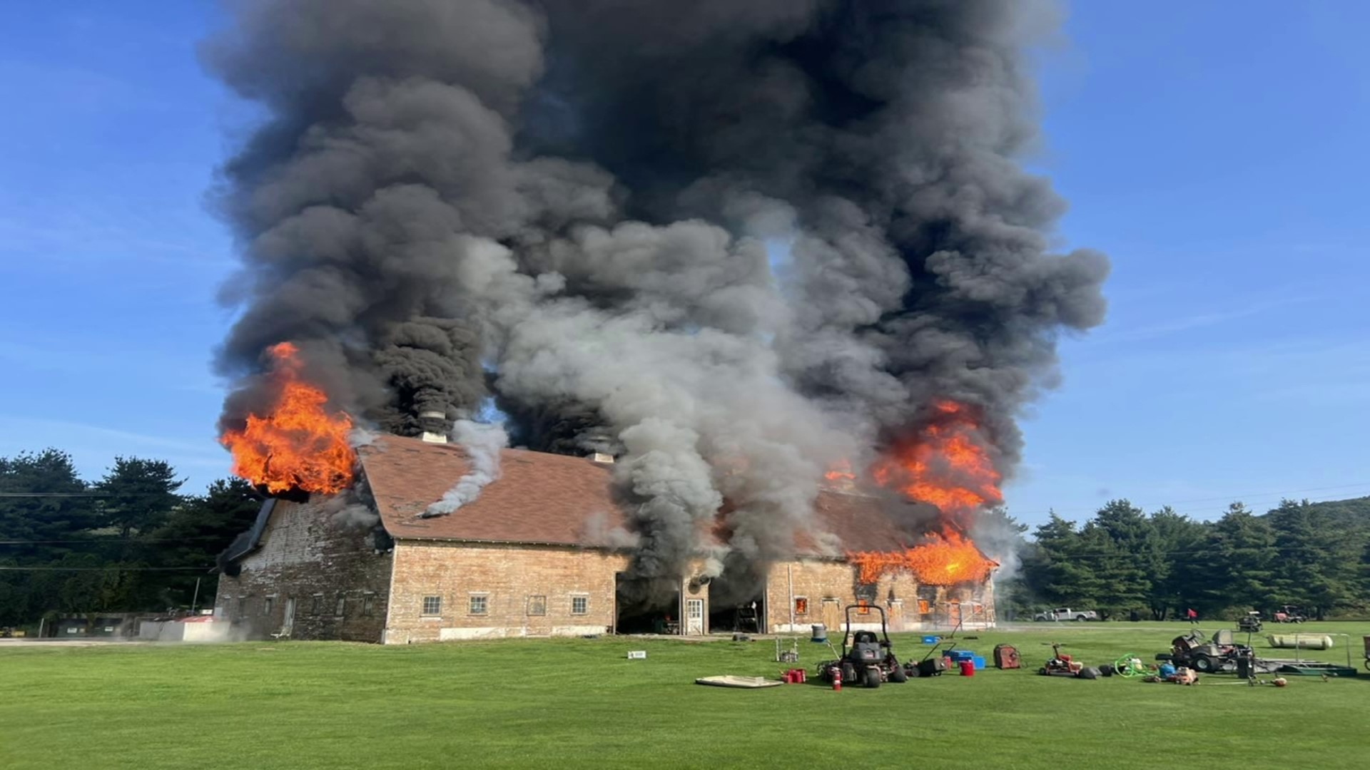 Investigators are working to determine what sparked the fire at a building on the property of a former resort in Wyoming County.