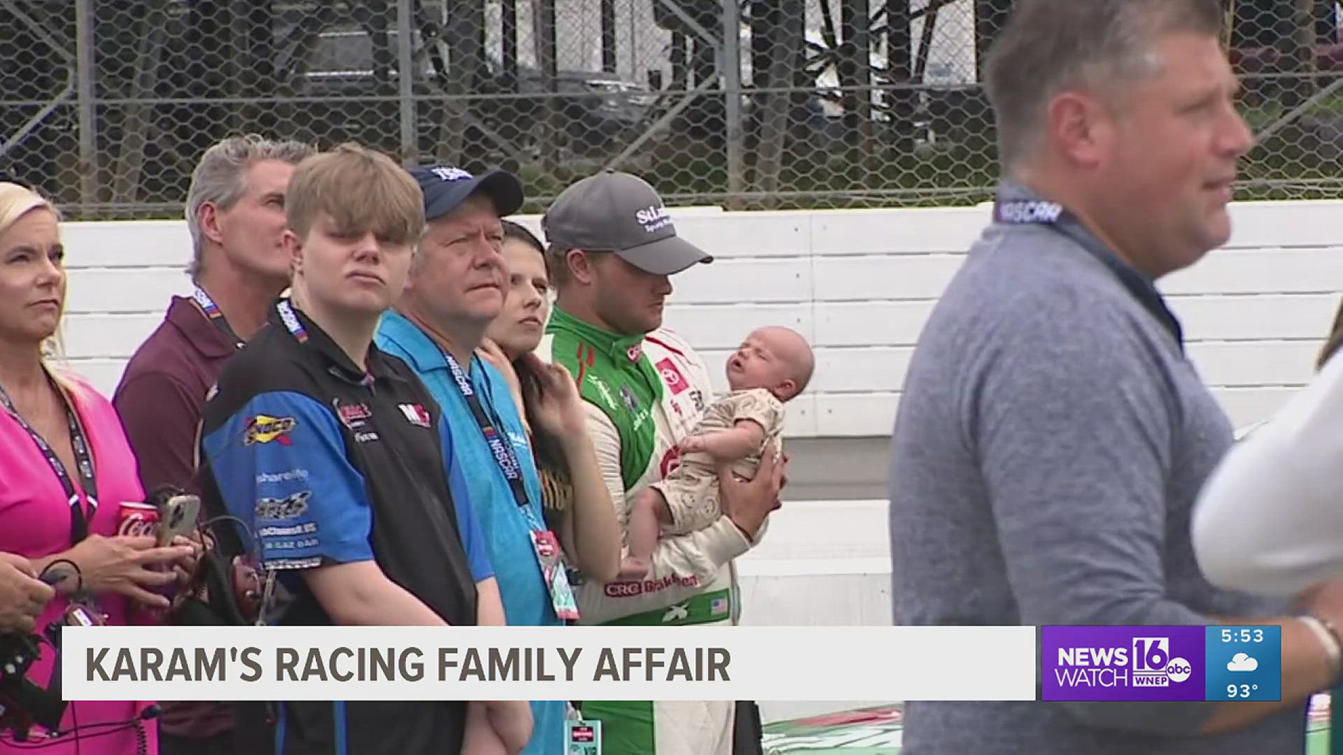 Sage Karam and son, Jettson, on the grid ahead of the Truck Series race